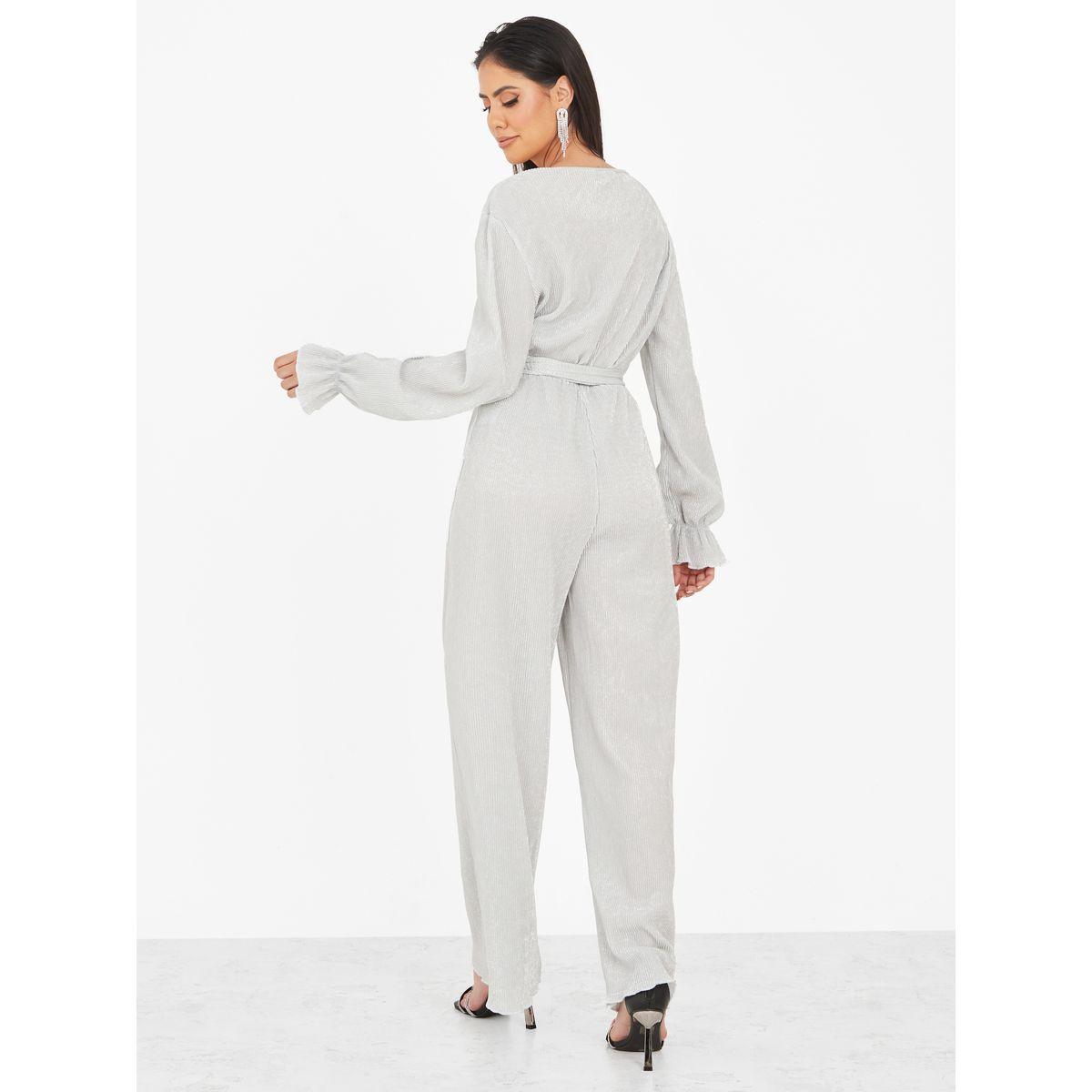 Styli Wide Leg Wrap Front Shimmer Fabric Jumpsuit-women-clothing-jumpsuits-image-4