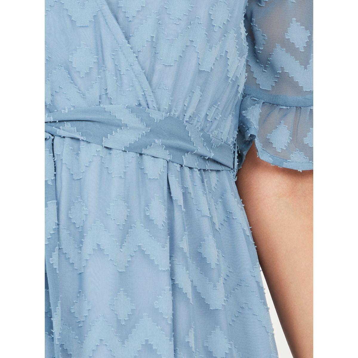 Styli Dobby Textured A-Line Maxi Dress with Self Tie Up-women-clothing-dresses-image-3