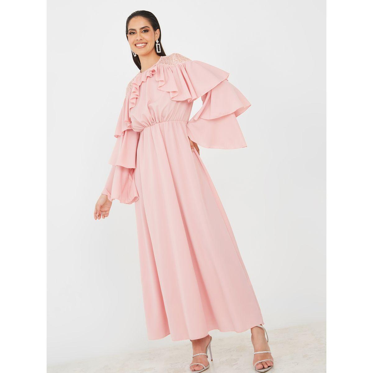 Styli Limited Lace Detail Ruffle Tiered Maxi Dress-women-clothing-dresses-image-2