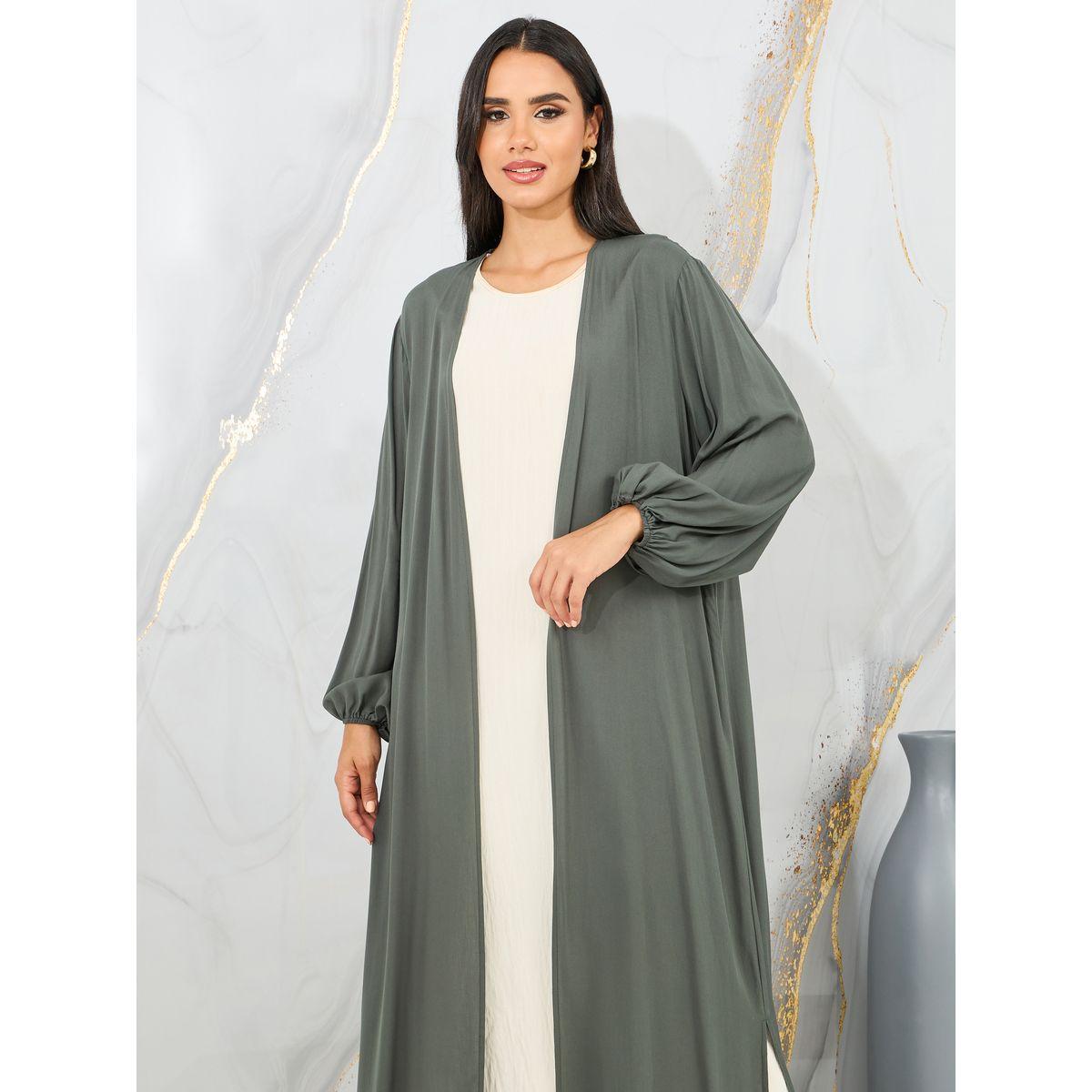 كيمونو طويل بشق جانبي وقصة عادية-women-clothing-shirtsandblouses-shirts-image-2