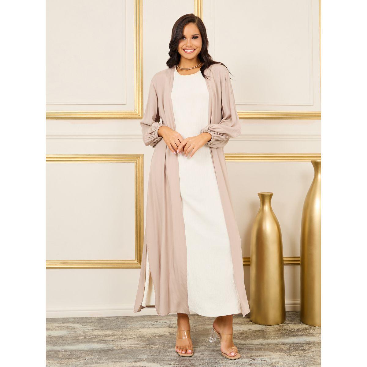 Styli Solid Regular Fit Maxi Length Kimono with Side Slit-women-clothing-shirtsandblouses-shirts-image-1