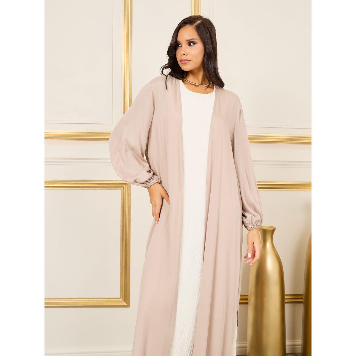 Styli Solid Regular Fit Maxi Length Kimono with Side Slit-women-clothing-shirtsandblouses-shirts-image-2