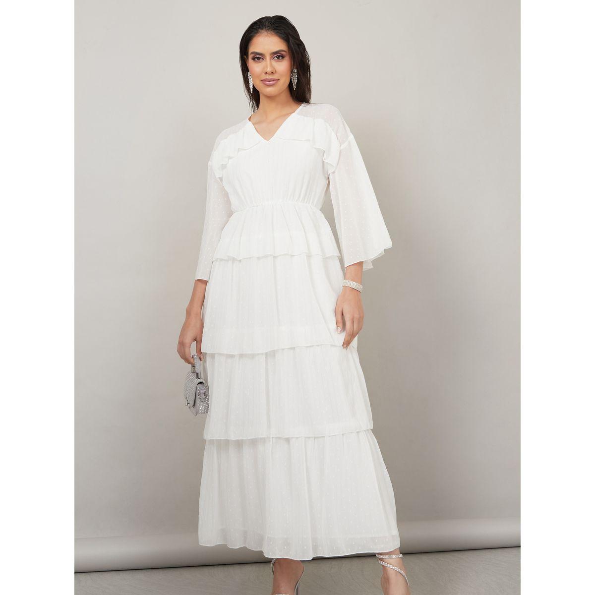 فستان طويل بكسرات وطبقات كشكش-women-clothing-dresses-image-2