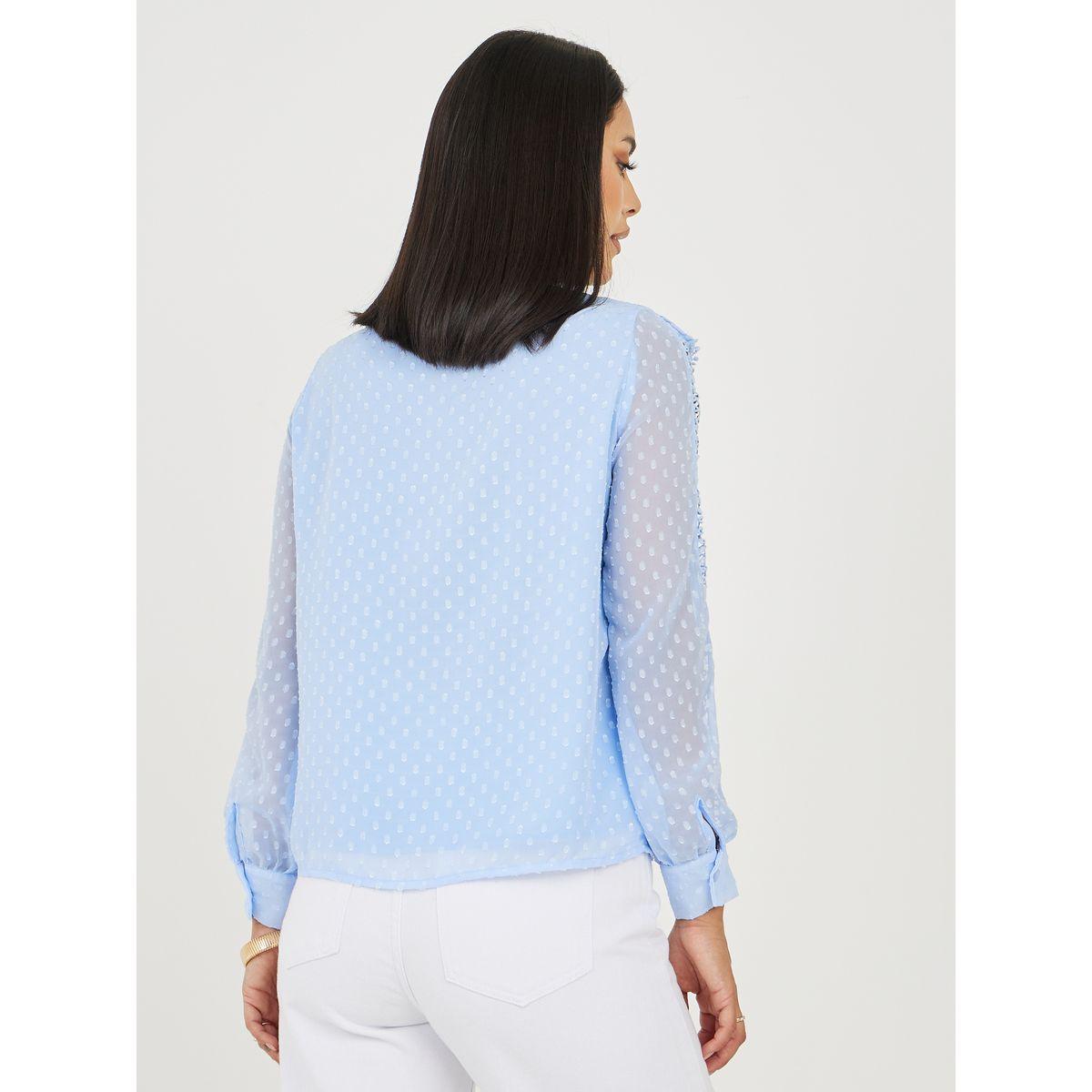 Styli Limited Dobby Ruffle Detail High Neck Shirt-women-clothing-shirtsandblouses-shirts-image-6