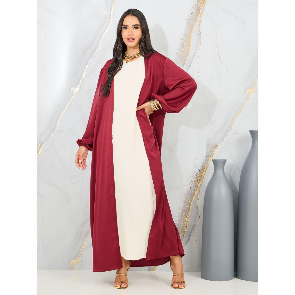 Styli Satin Regular Fit Maxi Length Kimono-women-clothing-shirtsandblouses-shirts-image-1
