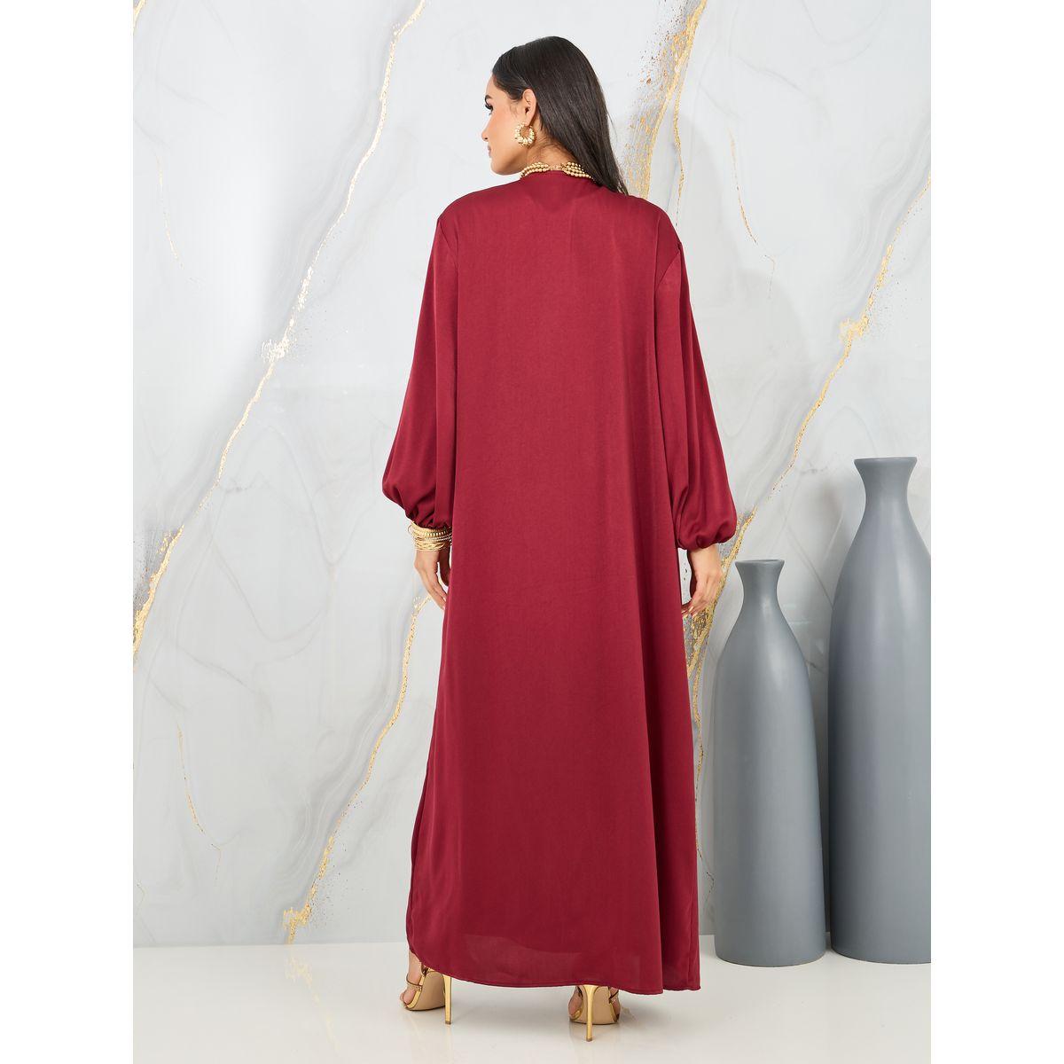 كيمونو ساتان طويل بقصة عادية-women-clothing-shirtsandblouses-shirts-image-1