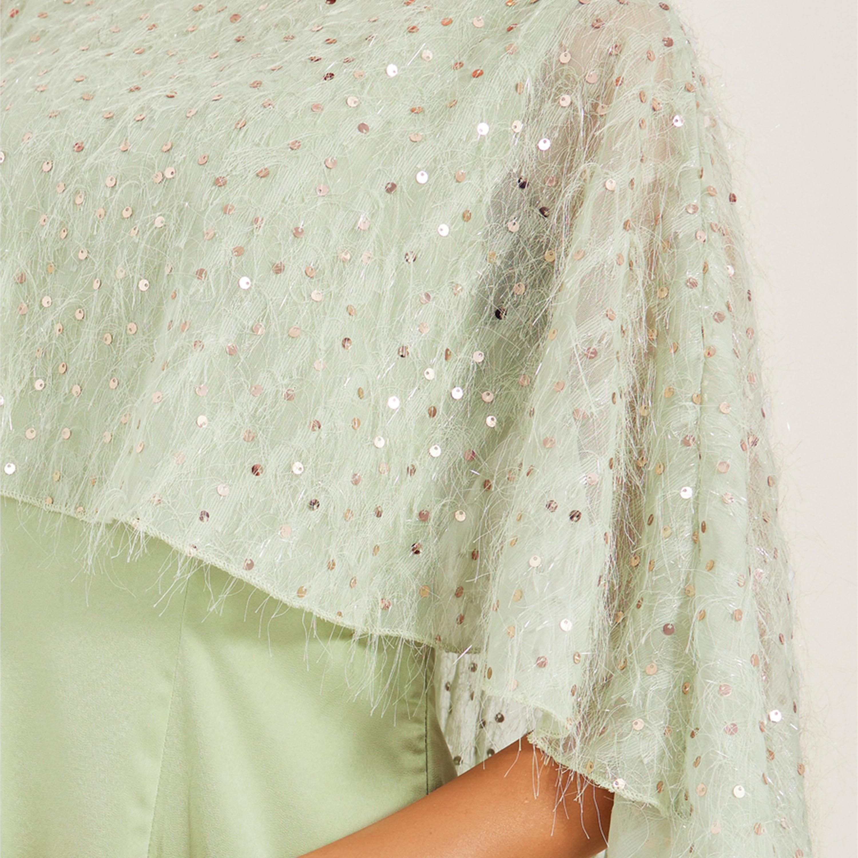 ستايلي - فستان ماكسي مزين بأكمام واسعة متدلية وقصة A-women-clothing-dresses-image-4