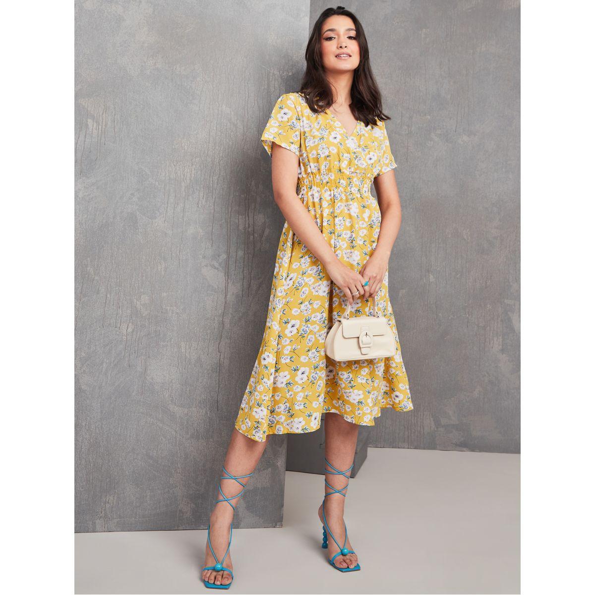 Styli Floral Print Shirred Waist A-Line Midi Dress-women-clothing-dresses-image-2