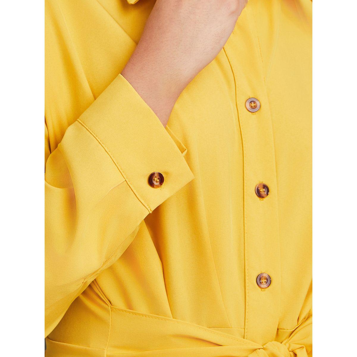 Styli Ruched Detail Front Tie Midi Shirt Dress-women-clothing-dresses-image-4