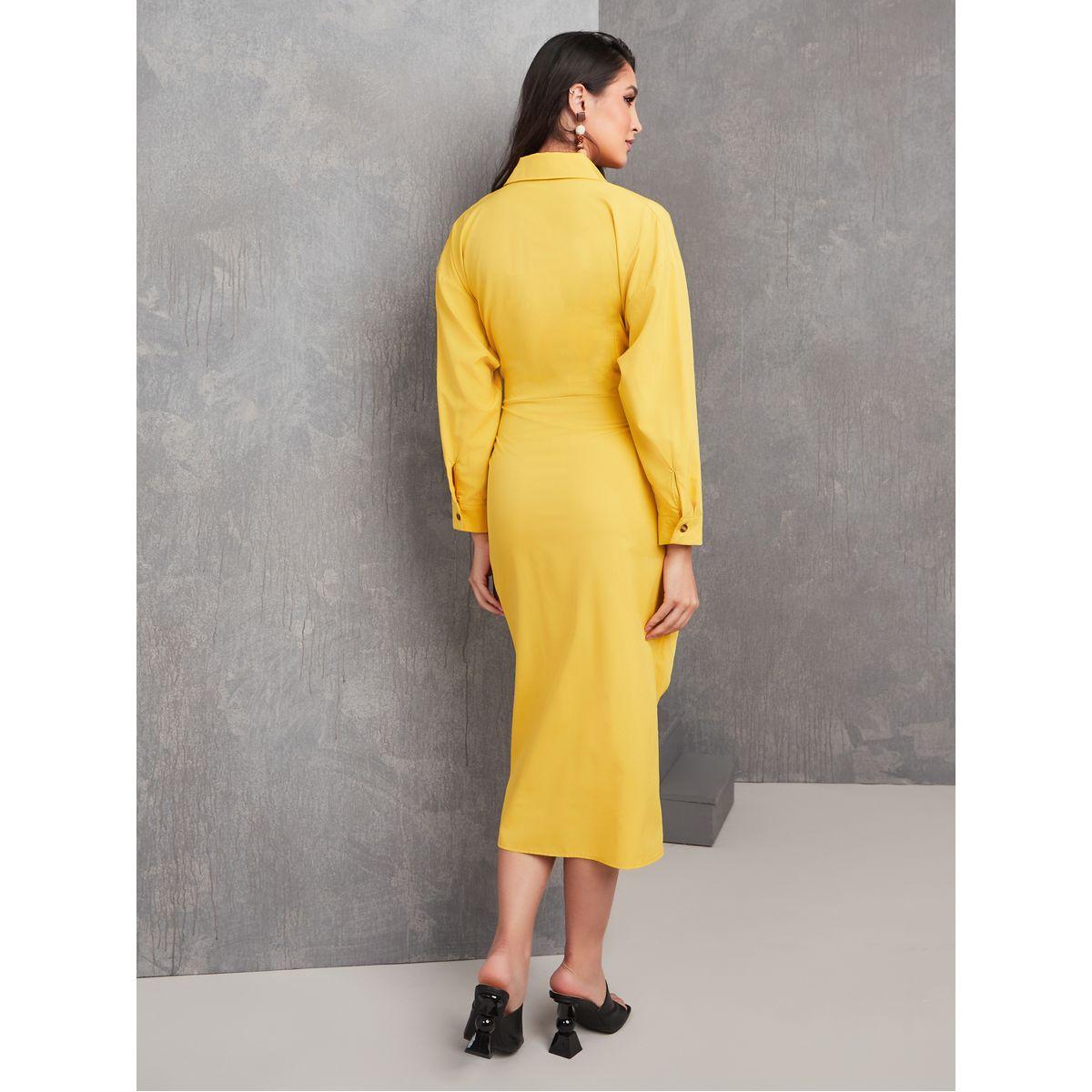 فستان ميدي بتفاصيل مزمومة وأربطة-women-clothing-dresses-image-5