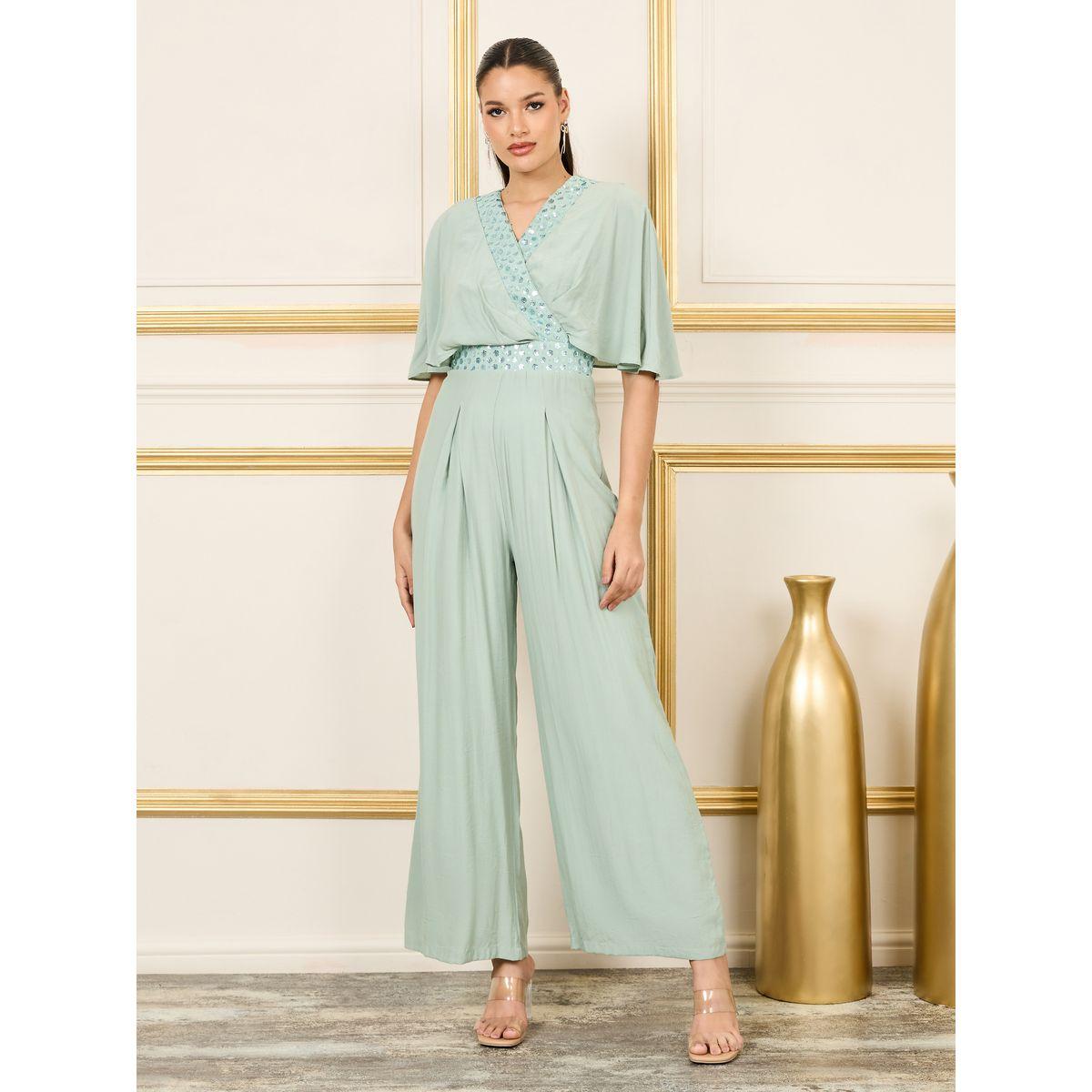 Styli Embellished Cape Sleeves Wide Leg Jumpsuit-women-clothing-jumpsuits-image-1