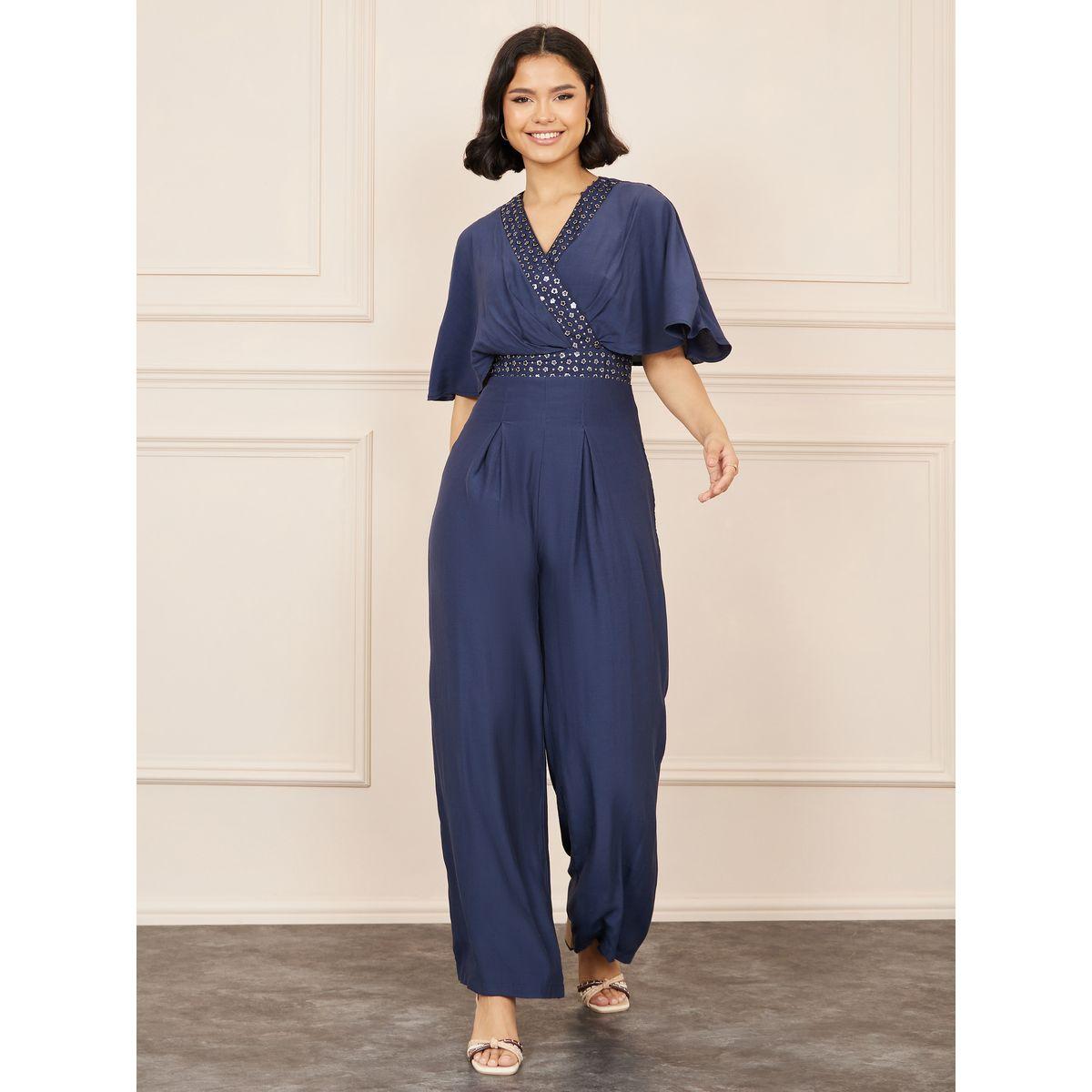Styli Embellished Cape Sleeves Wide Leg Jumpsuit-women-clothing-jumpsuits-image-1