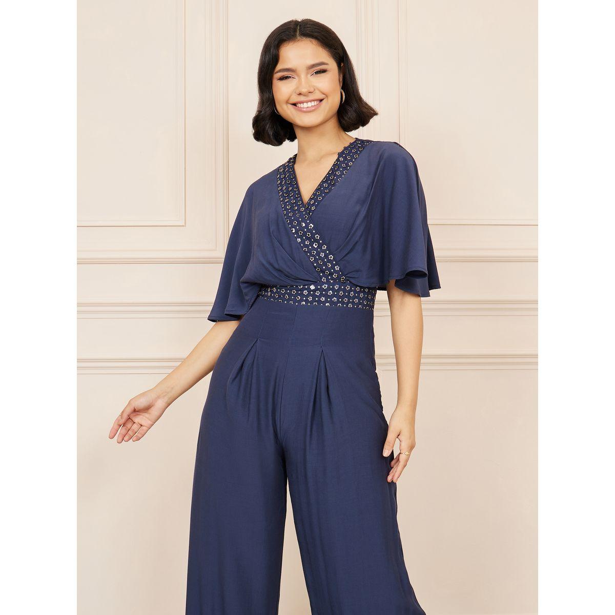 Styli Embellished Cape Sleeves Wide Leg Jumpsuit-women-clothing-jumpsuits-image-2
