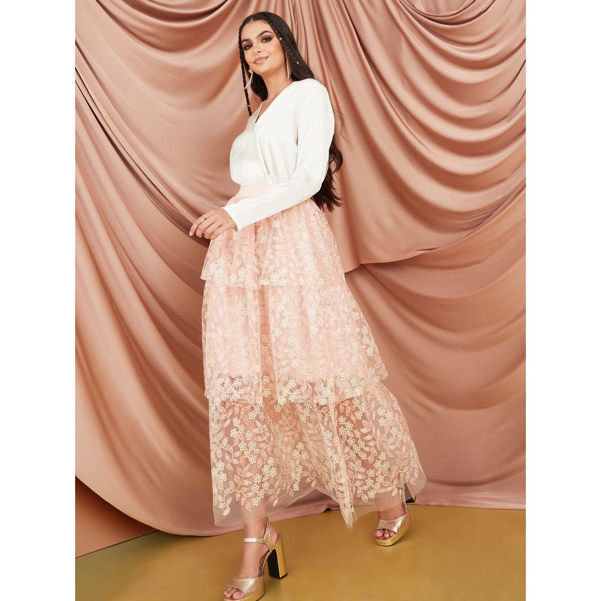 Styli Embroidered Floral Layered Tulle Maxi Skirt-women-clothing-bottoms-skirts-image-2