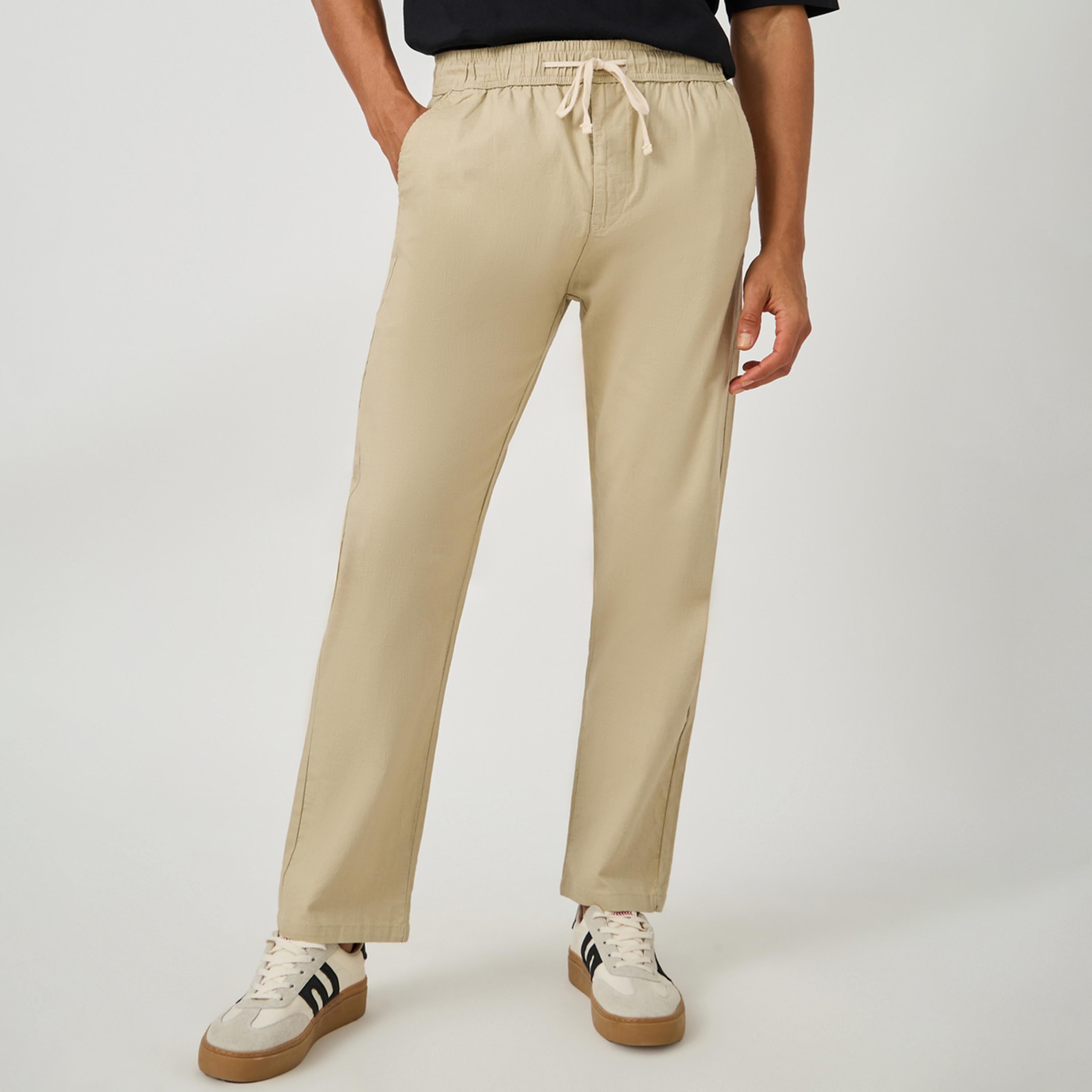 Styli Cotton Slub Textured Relaxed Fit Trousers-men-clothing-bottoms-joggers-image-1