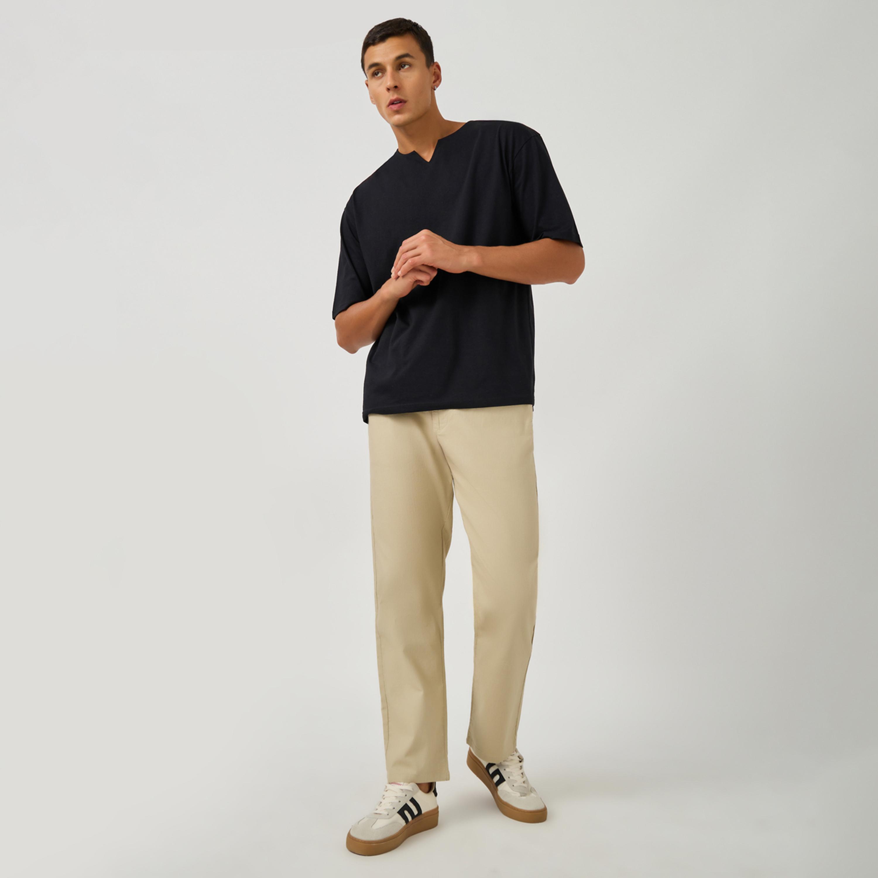 Styli Cotton Slub Textured Relaxed Fit Trousers-men-clothing-bottoms-joggers-image-3