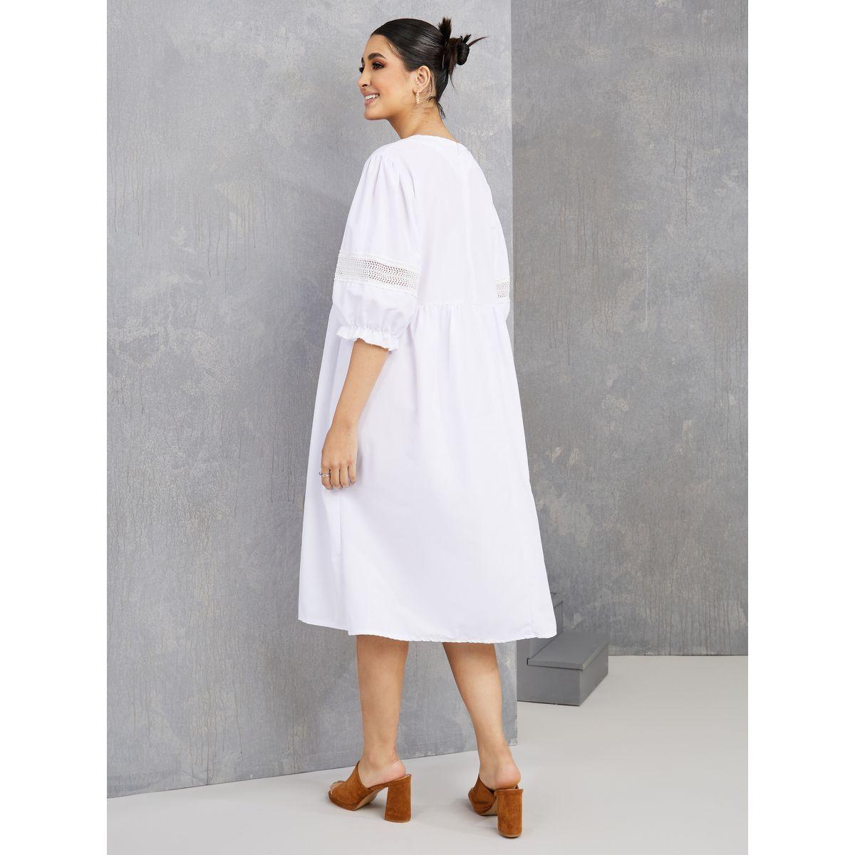 Styli Puff Short Sleeves Lace Detail Midi Dress-women-clothing-dresses-image-4