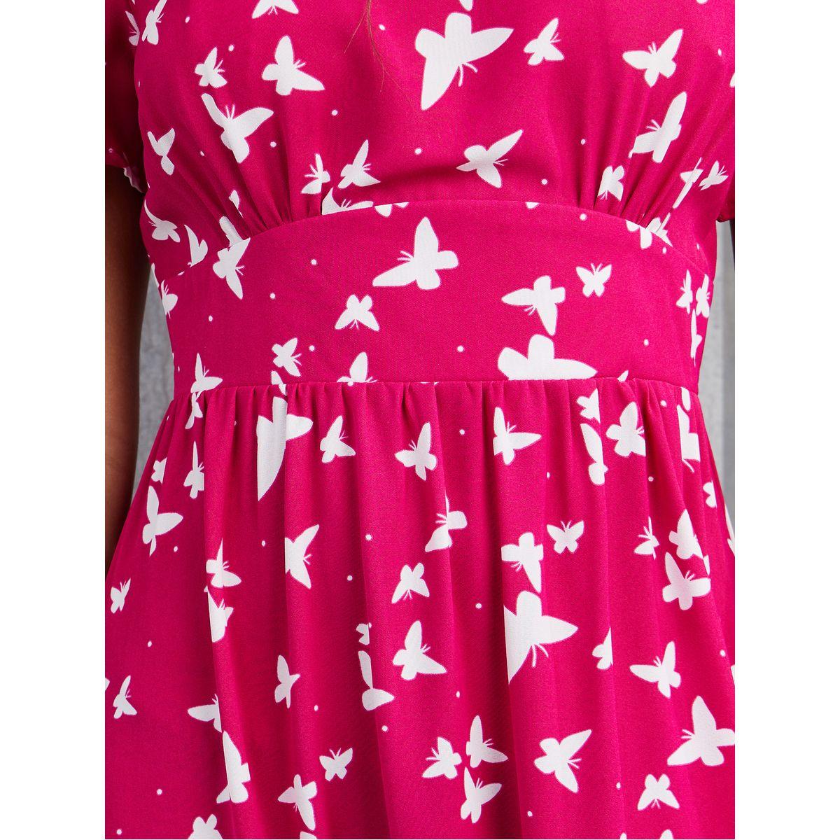 Styli Short Sleeve Butterfly Print Lace Hem Midi Dress-women-clothing-dresses-image-3