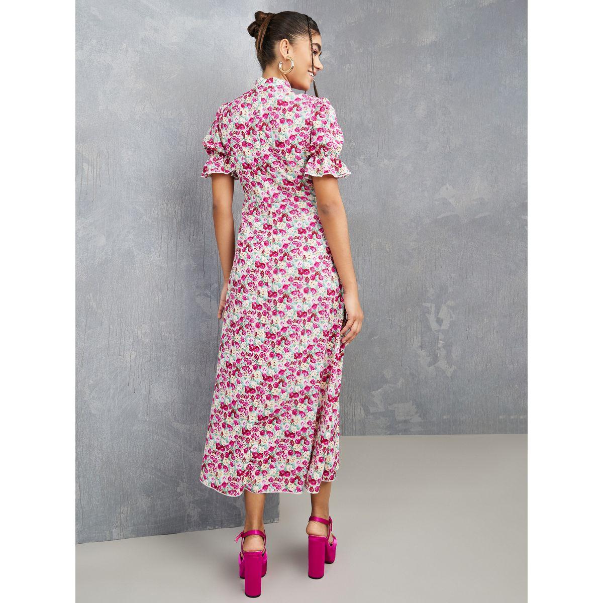 Styli Tie-Up Neck Floral Print A-Line Maxi Dress-women-clothing-dresses-image-4