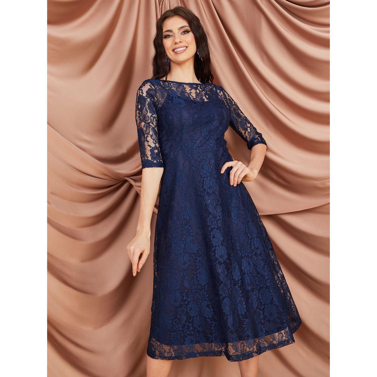 Styli Lace Detail A-Line Midi Dress-women-clothing-dresses-image-1
