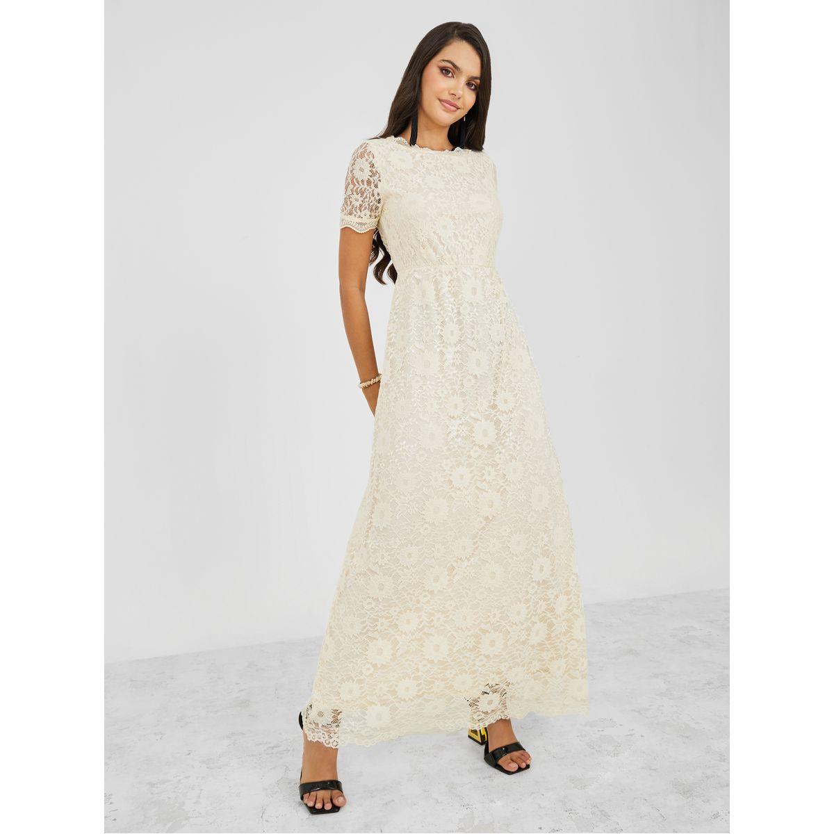 Styli Lace Insert Short Sleeves A-Line Maxi Dress-women-clothing-dresses-image-1