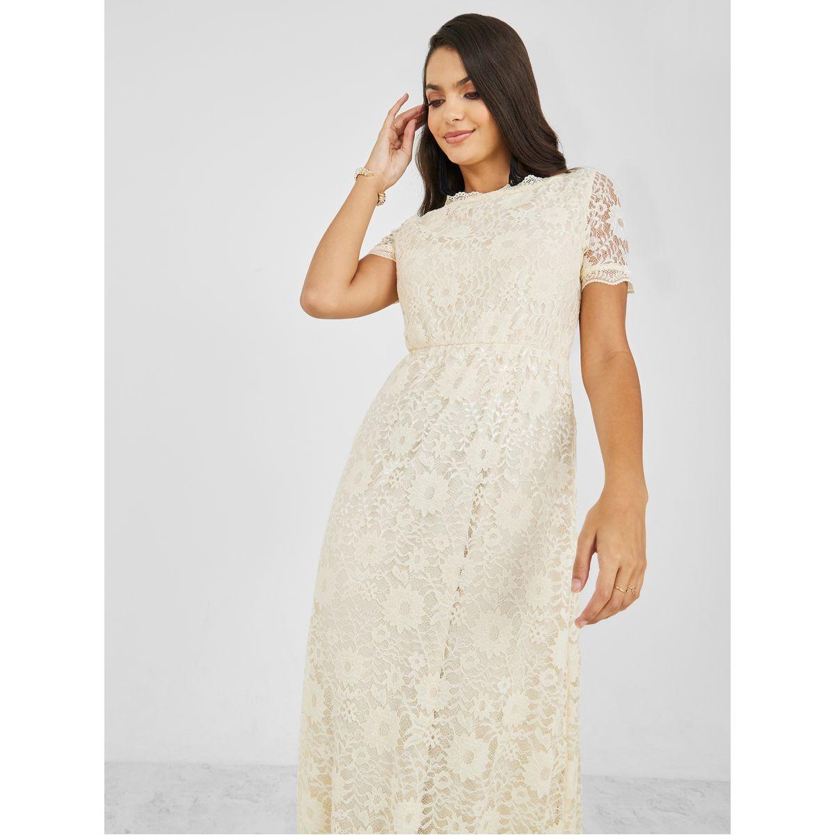 Styli Lace Insert Short Sleeves A-Line Maxi Dress-women-clothing-dresses-image-2