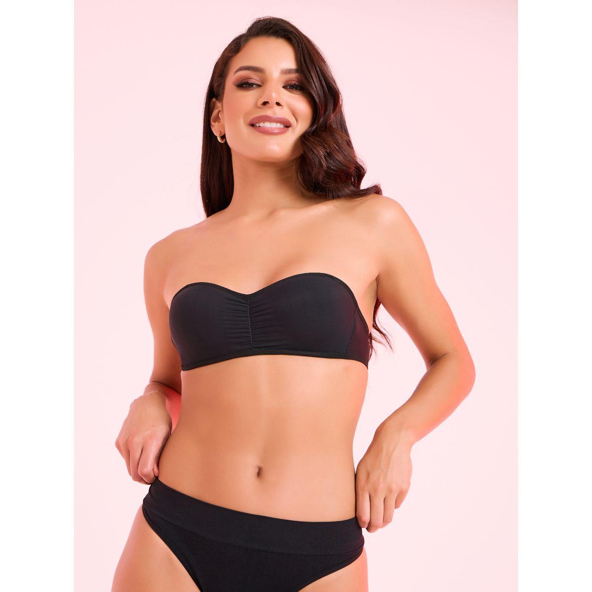 Styli Padded Non Wired Ruched Center Multiway Bandeau with Removable Straps-women-clothing-lingerie-bras-image-1