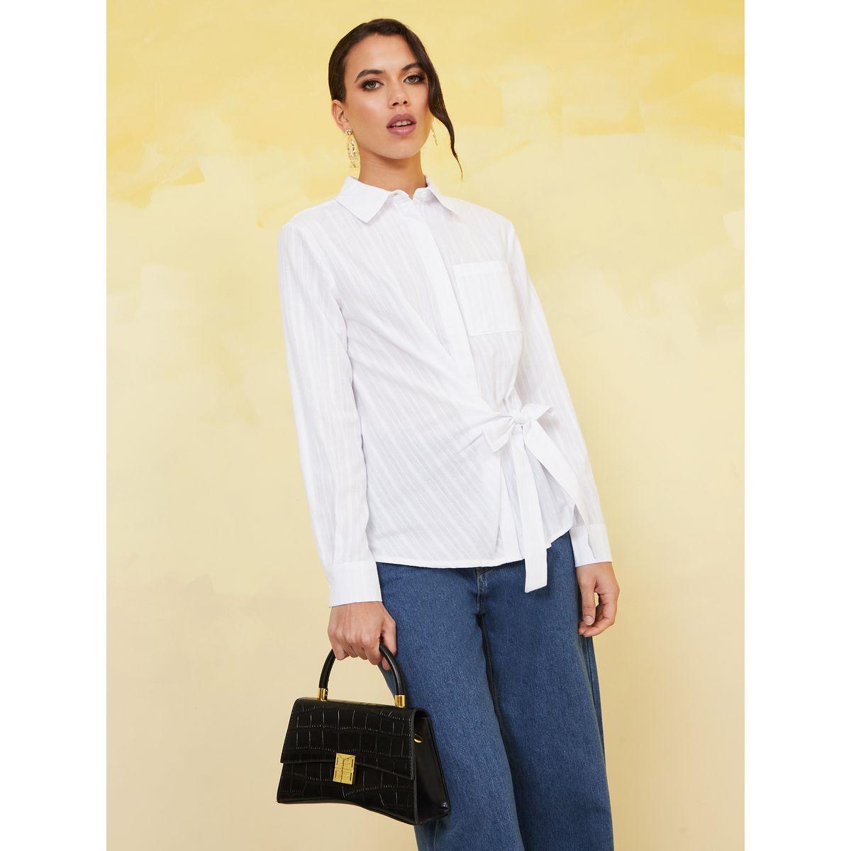 Styli Collared Neck Tie-Up Detail Blouse-women-clothing-shirtsandblouses-blouses-image-1