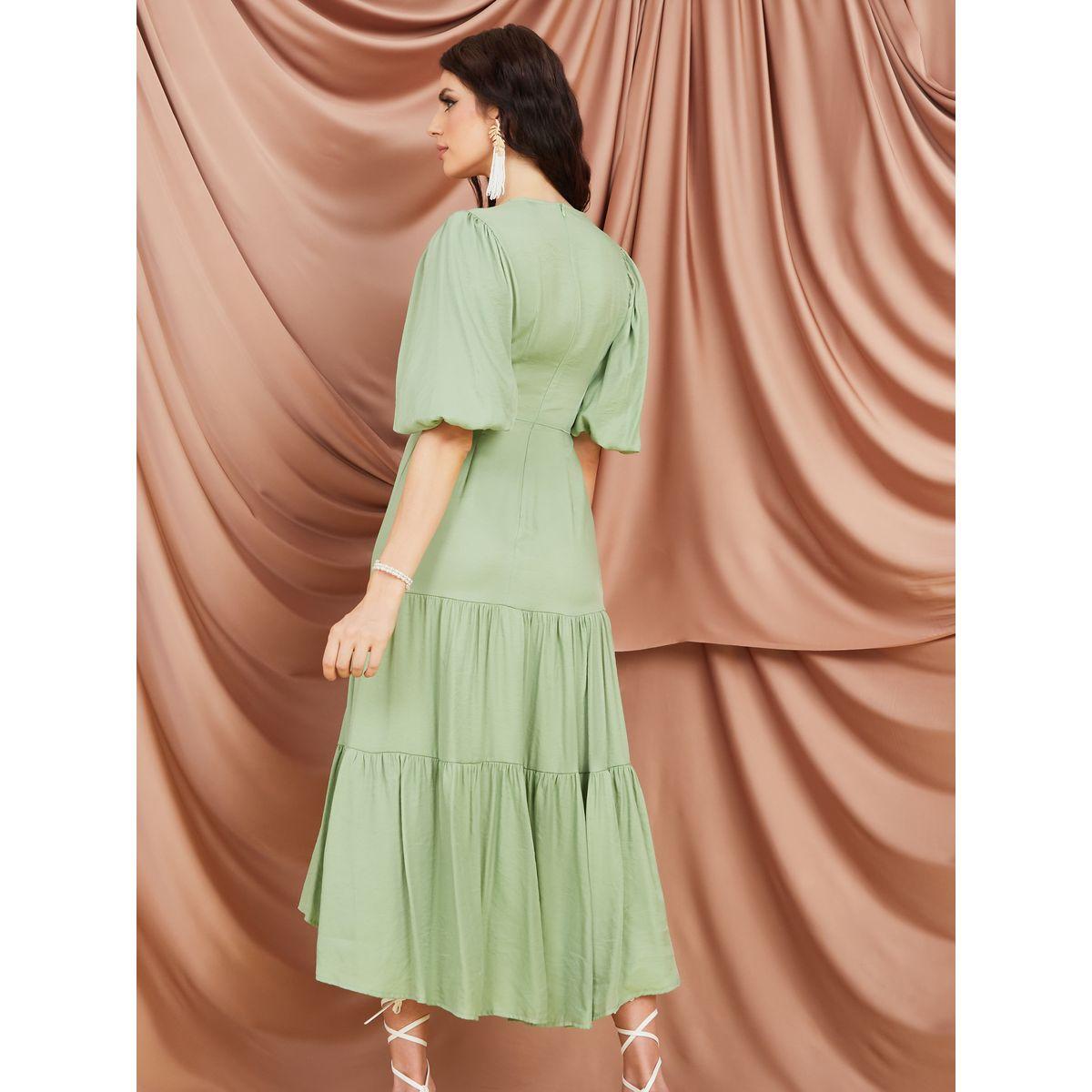 Styli Balloon Sleeves Tiered Wrap Midi Dress-women-clothing-dresses-image-4