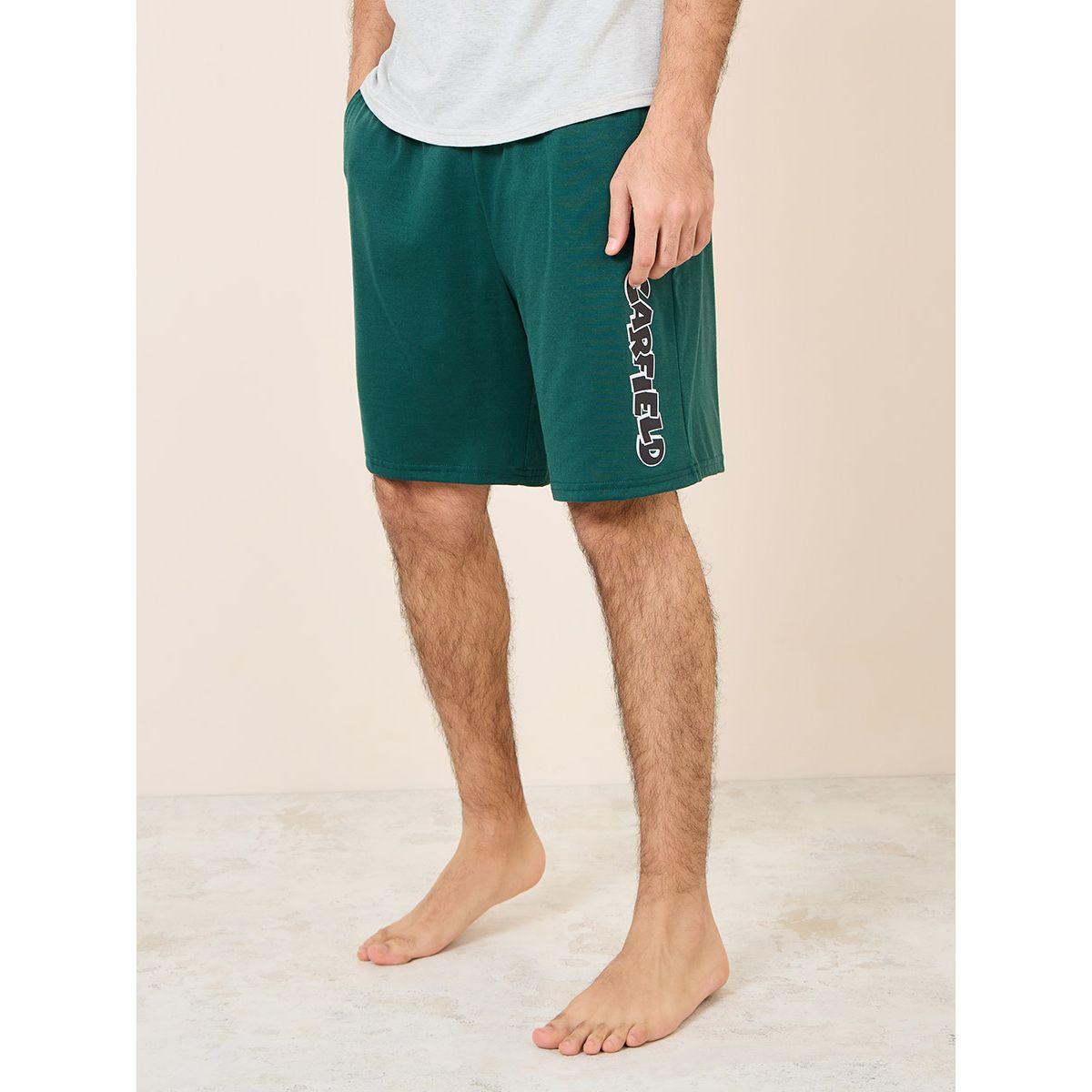 Styli Unwind Garfield Graphic Print T-Shirt & Shorts Set-men-clothing-nightwear-sets-image-4