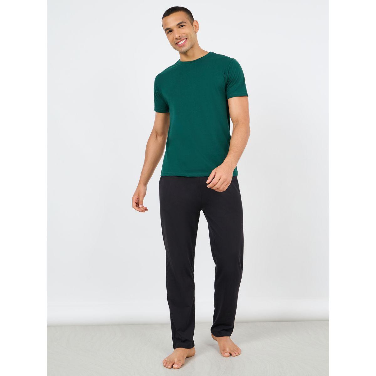 Styli Unwind Solid Round Neck T-shirt and Pyjama Set-men-clothing-nightwear-sets-image-1