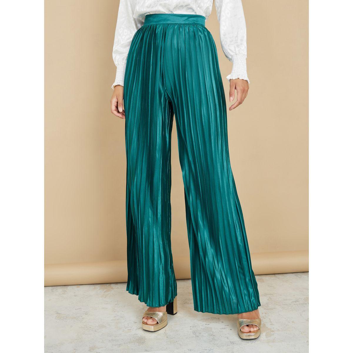Styli Jacquard Satin Blouse & Pleated Trousers Co-Ord Set-women-clothing-coordsets-image-5