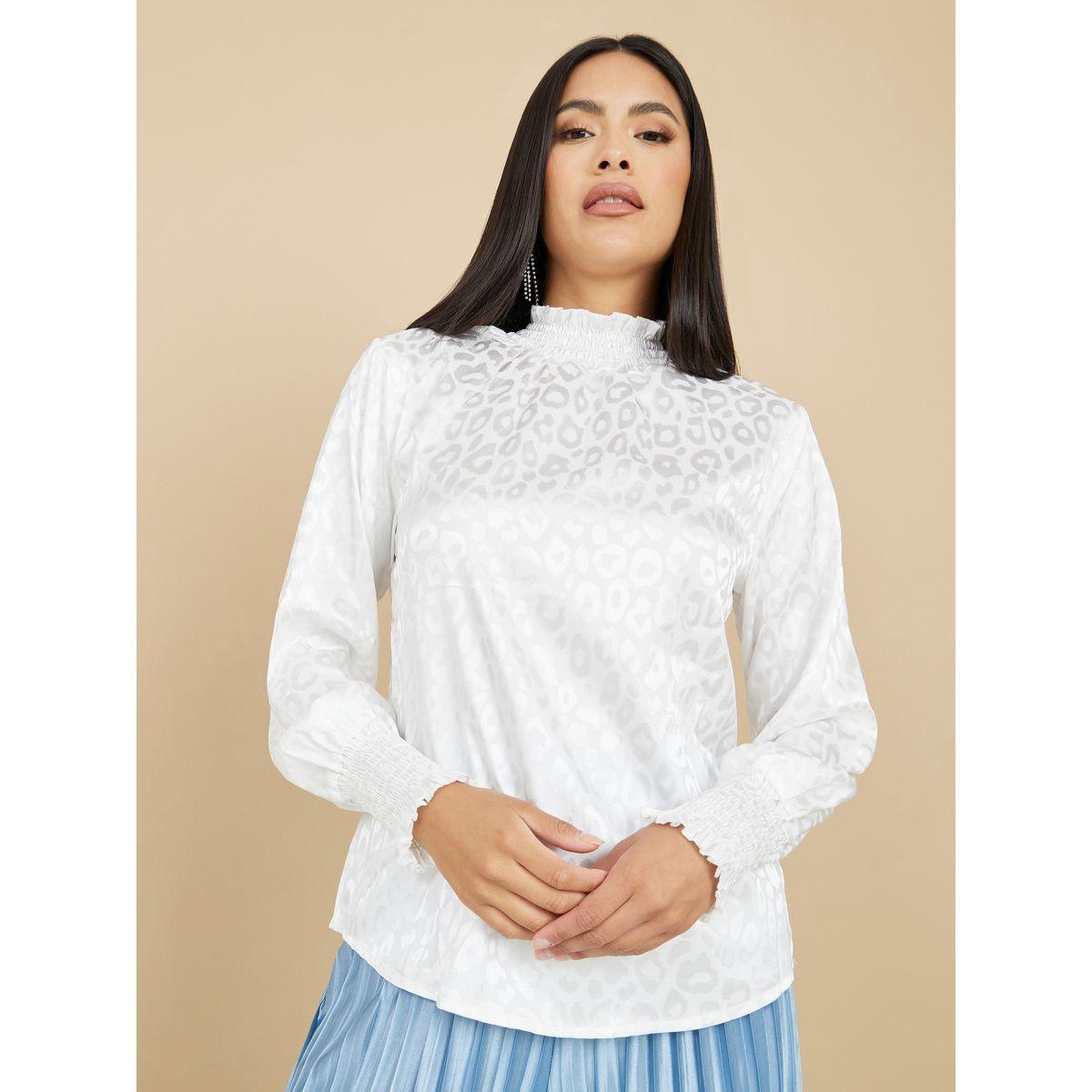Styli Jacquard Satin Blouse & Pleated Trousers Co-Ord Set-women-clothing-coordsets-image-3
