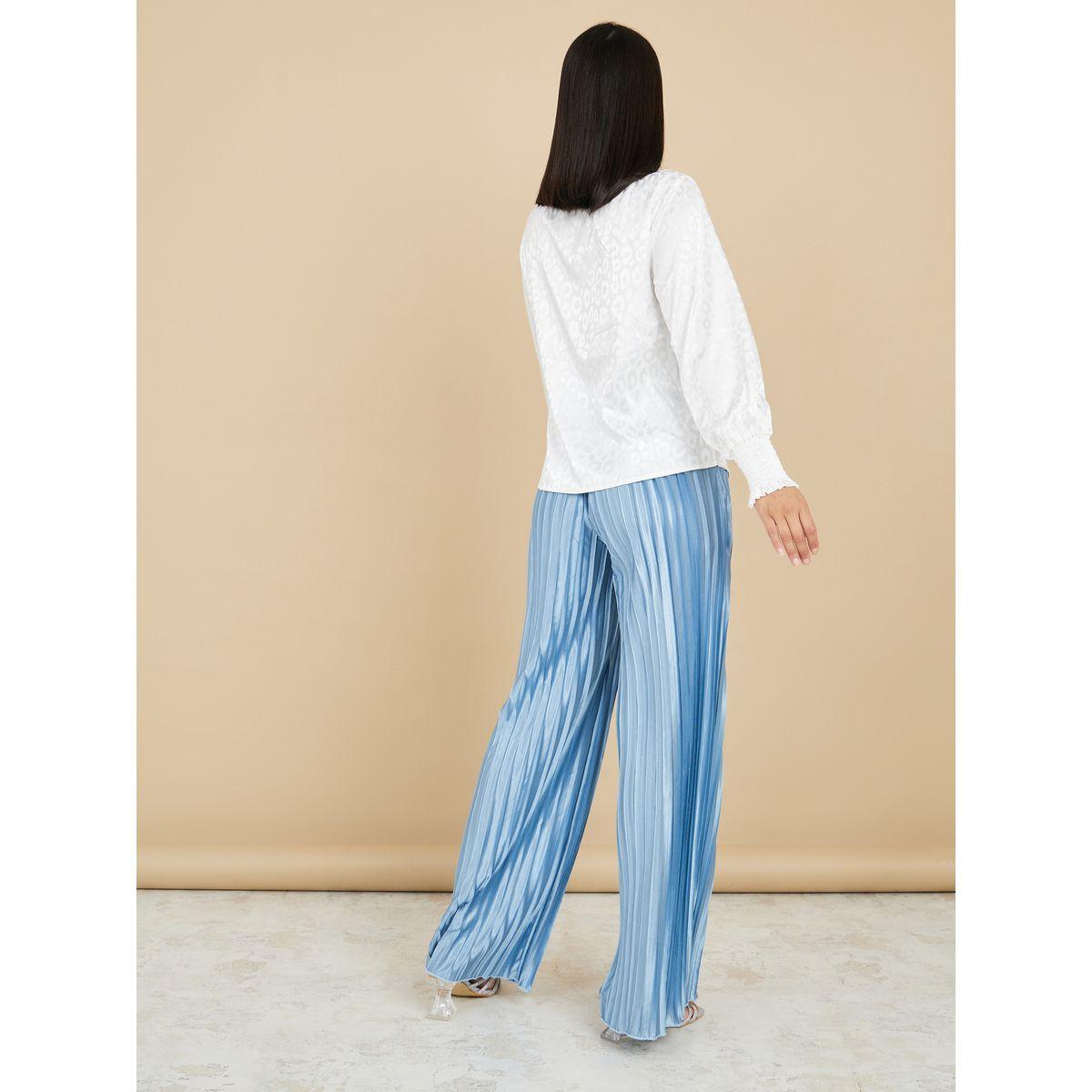 Styli Jacquard Satin Blouse & Pleated Trousers Co-Ord Set-women-clothing-coordsets-image-6