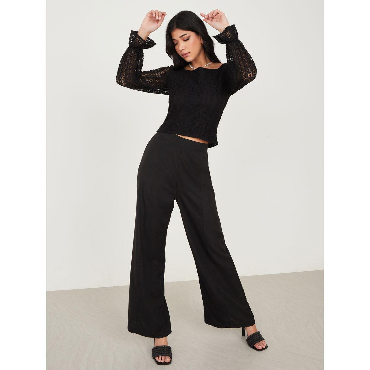 Styli Lace Detail Blouse and Straight Leg Trousers Co-Ords Set-women-clothing-coordsets-image-1