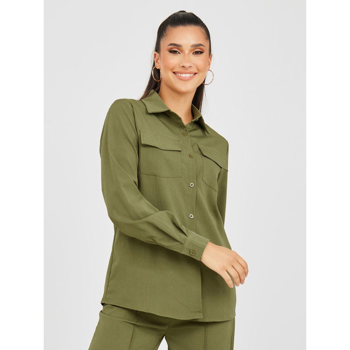 Styli Relaxed Utility Shirt and Pintuck Pant Co-Ords Set-women-clothing-coordsets-image-3