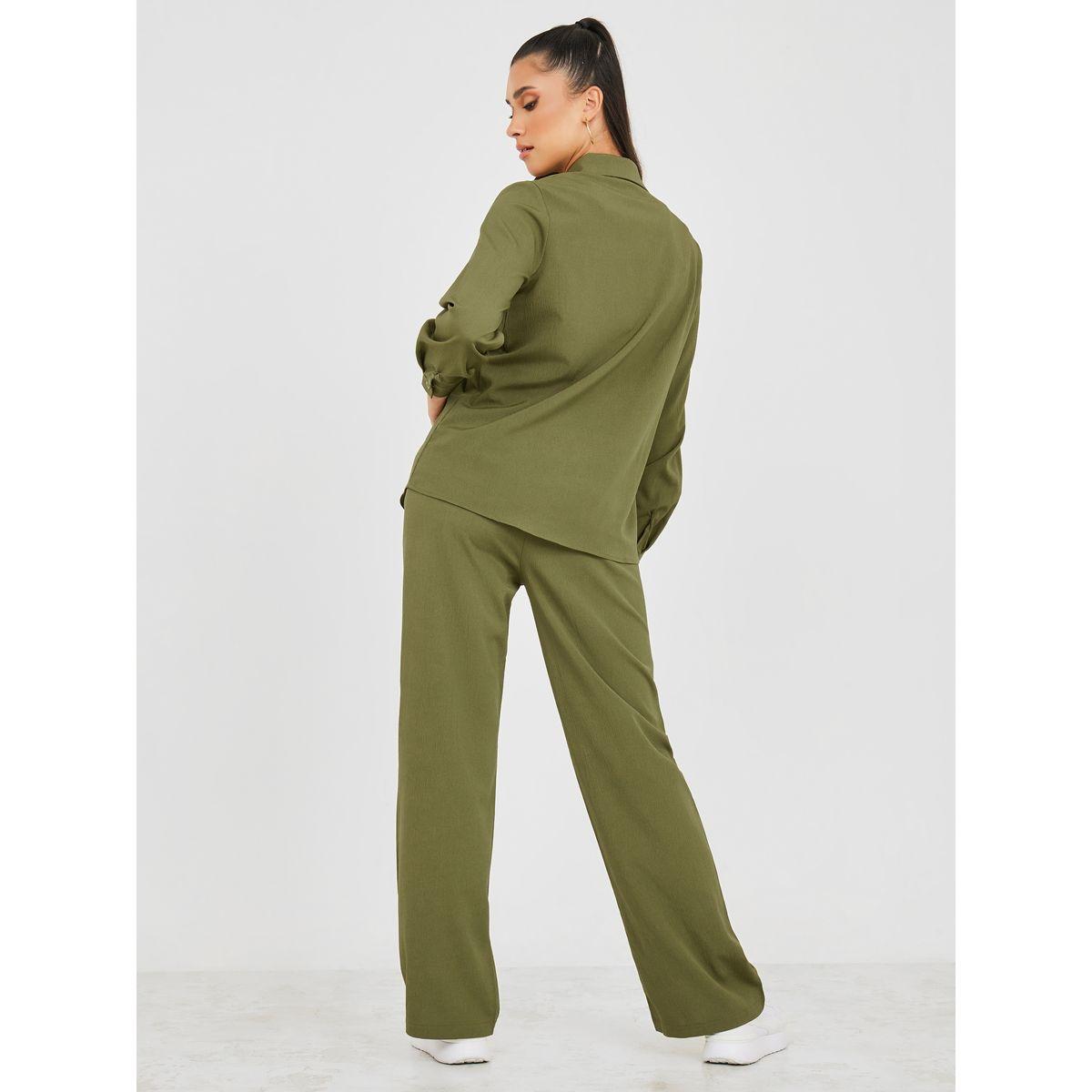 Styli Relaxed Utility Shirt and Pintuck Pant Co-Ords Set-women-clothing-coordsets-image-7