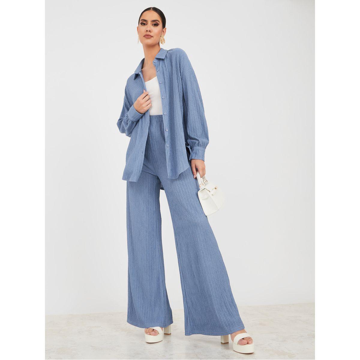 طقم من ( بنطال + بلوزة طويلة )-women-clothing-coordsets-image-1