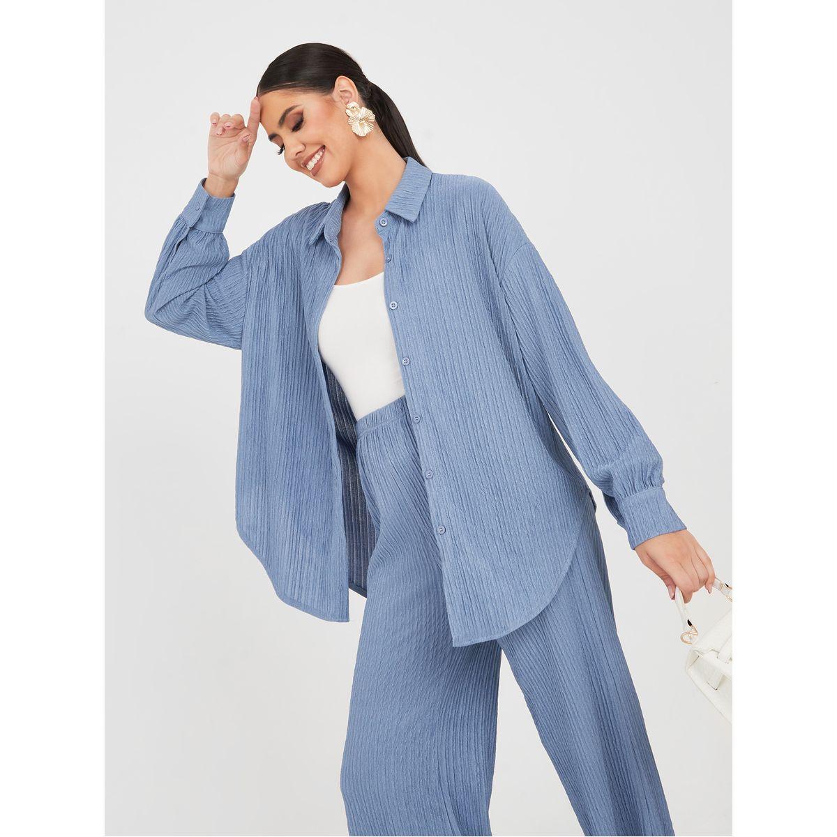 طقم من ( بنطال + بلوزة طويلة )-women-clothing-coordsets-image-2