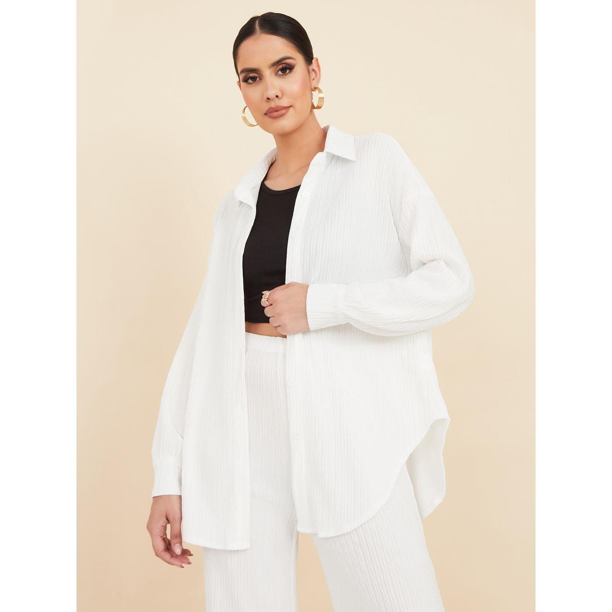Styli Textured Longline Shirt and Wide Leg Trouser Set-women-clothing-coordsets-image-2