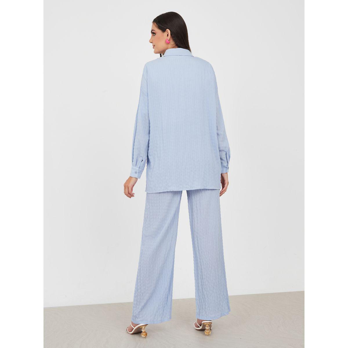 Styli Textured Longline Shirt & Straight Pants Co-Ord Set-women-clothing-coordsets-image-6