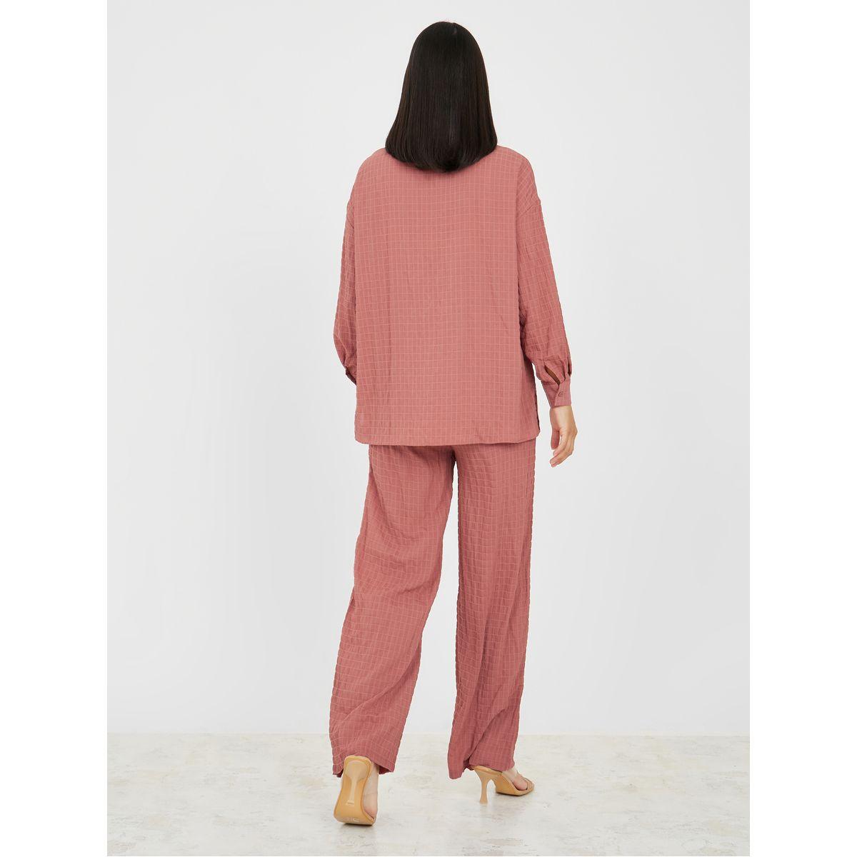 Styli Seersucker Drop Shoulder Shirt and Pant Set-women-clothing-coordsets-image-5