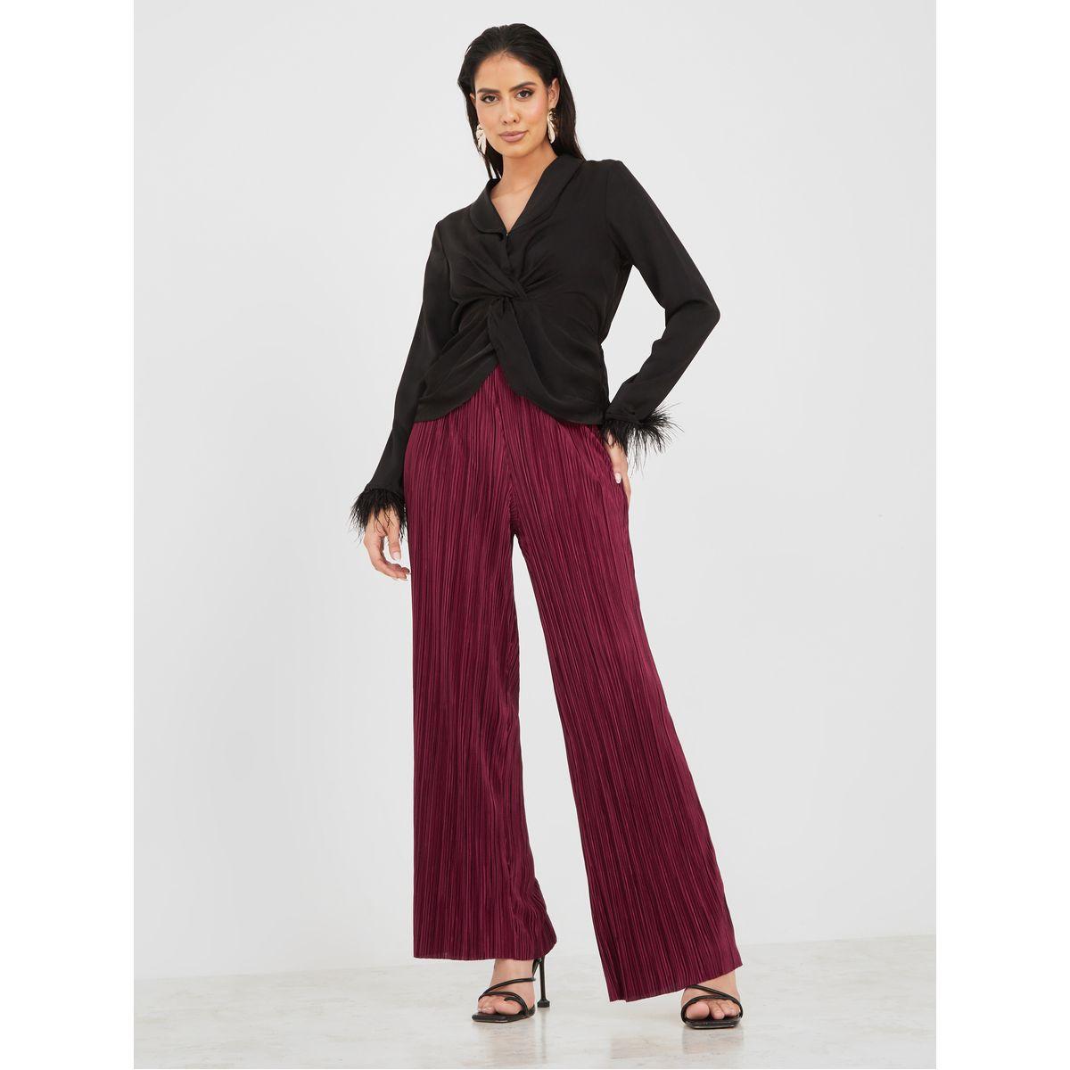 بلوزة مزينة بعقدة بنمط ملفوف-women-clothing-shirtsandblouses-shirts-image-2