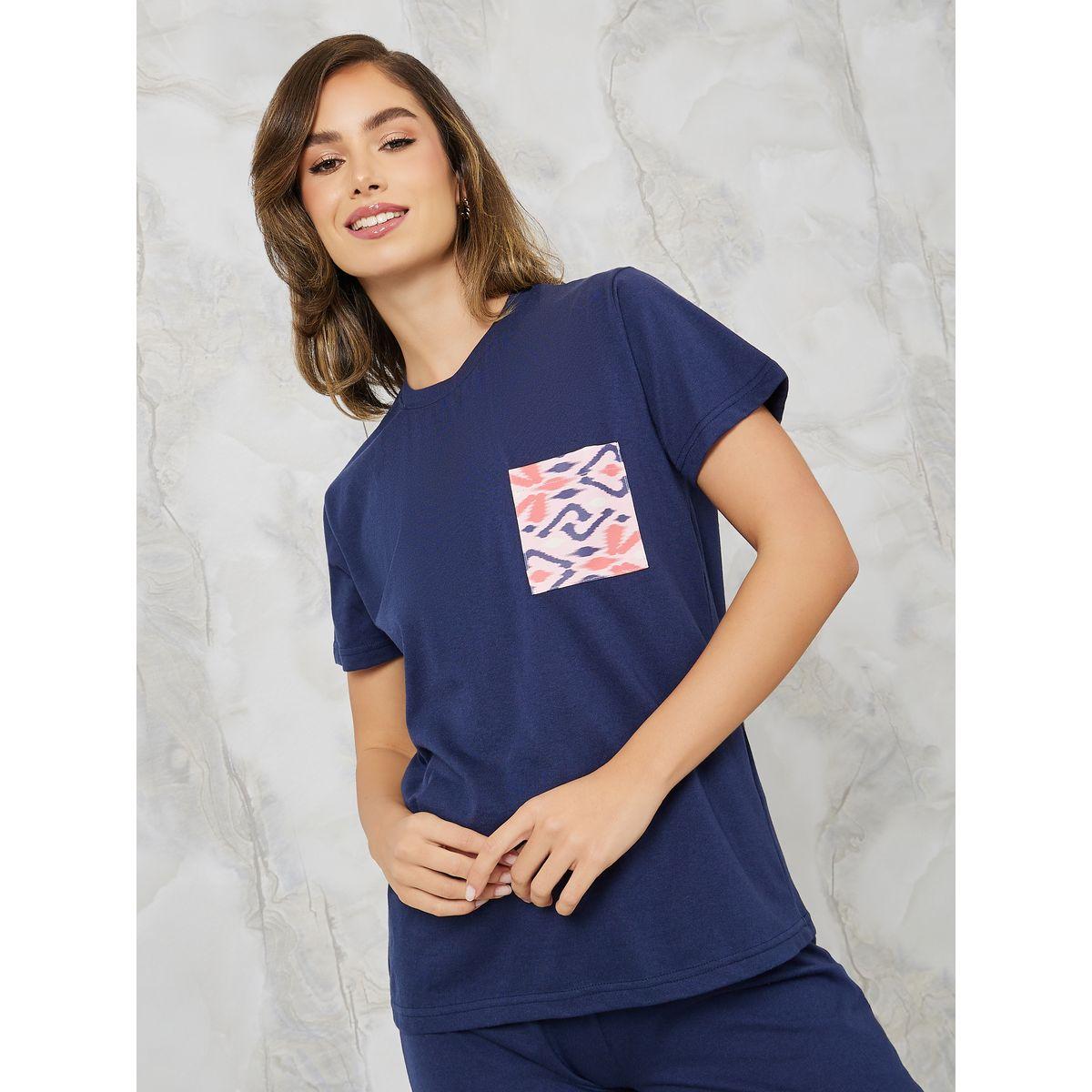 Styli Unwind Aztec Print Pocket T-Shirt & Ruffle Waist Pyjama Set-women-clothing-nightwear-pyjamas-longsets-image-2
