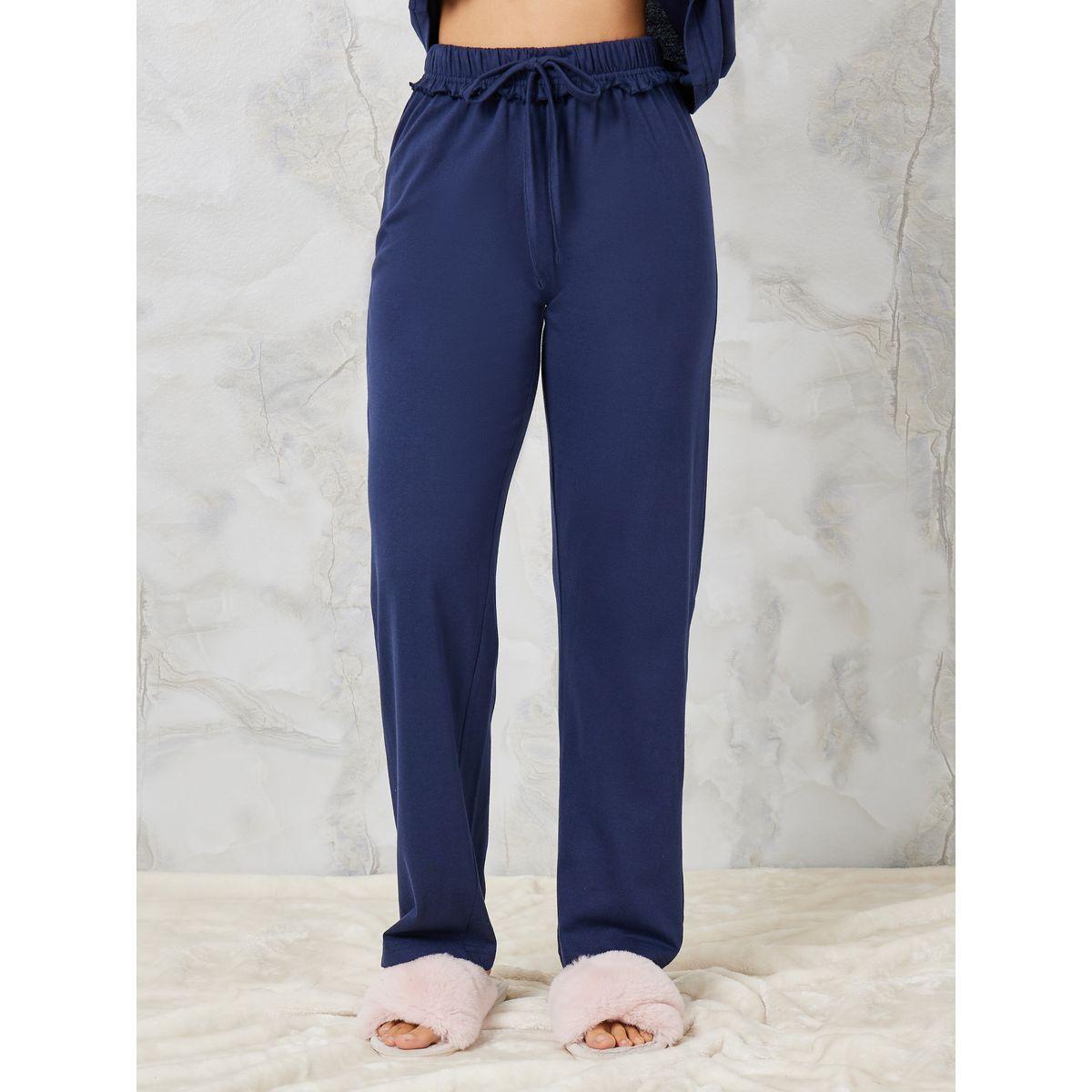 Styli Unwind Aztec Print Pocket T-Shirt & Ruffle Waist Pyjama Set-women-clothing-nightwear-pyjamas-longsets-image-4