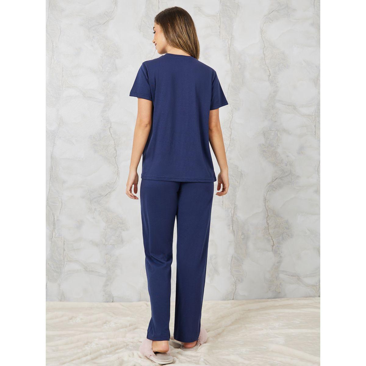 Styli Unwind Aztec Print Pocket T-Shirt & Ruffle Waist Pyjama Set-women-clothing-nightwear-pyjamas-longsets-image-5
