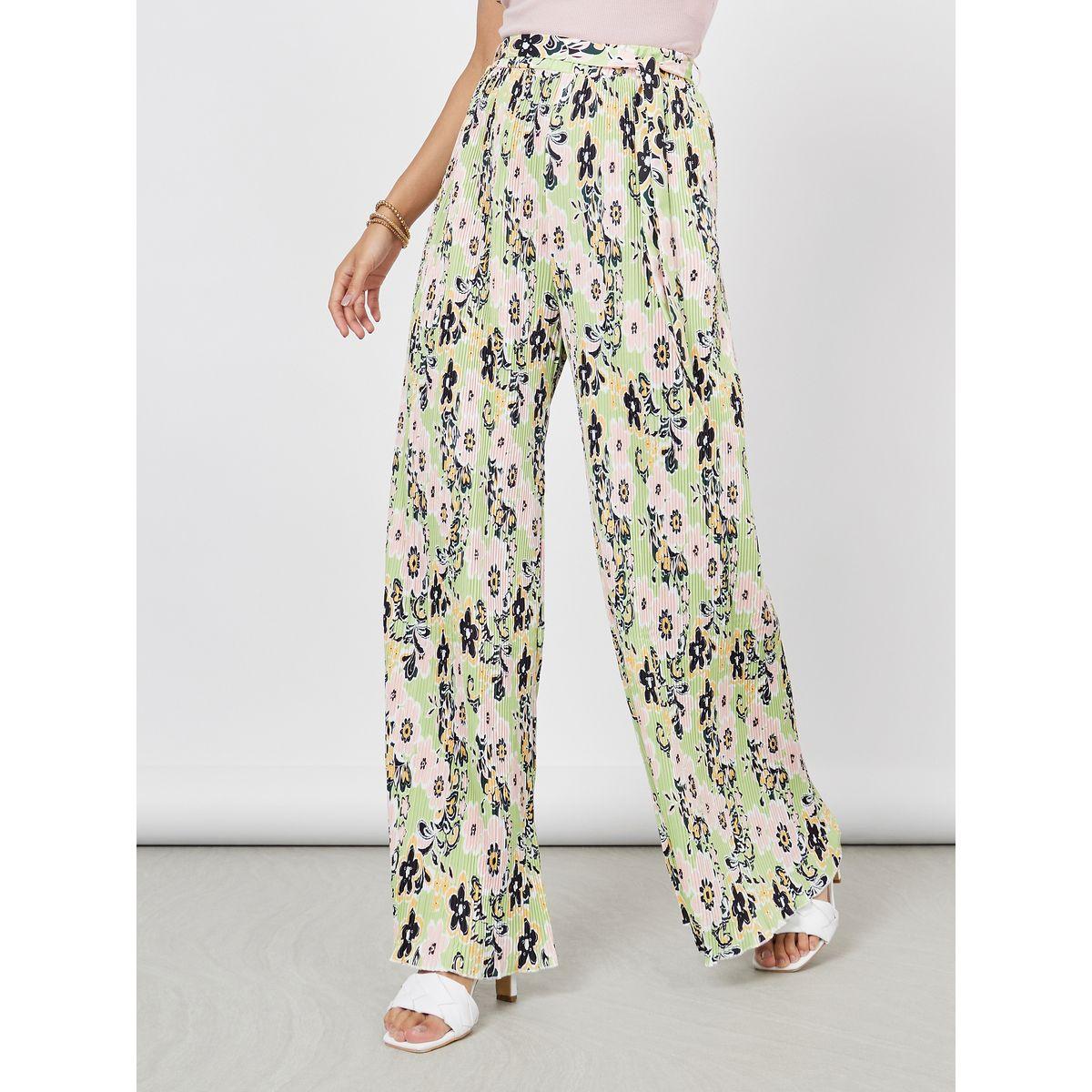 Styli Floral Print Plisse Wide Leg Trouser-women-clothing-bottoms-trousers-image-2