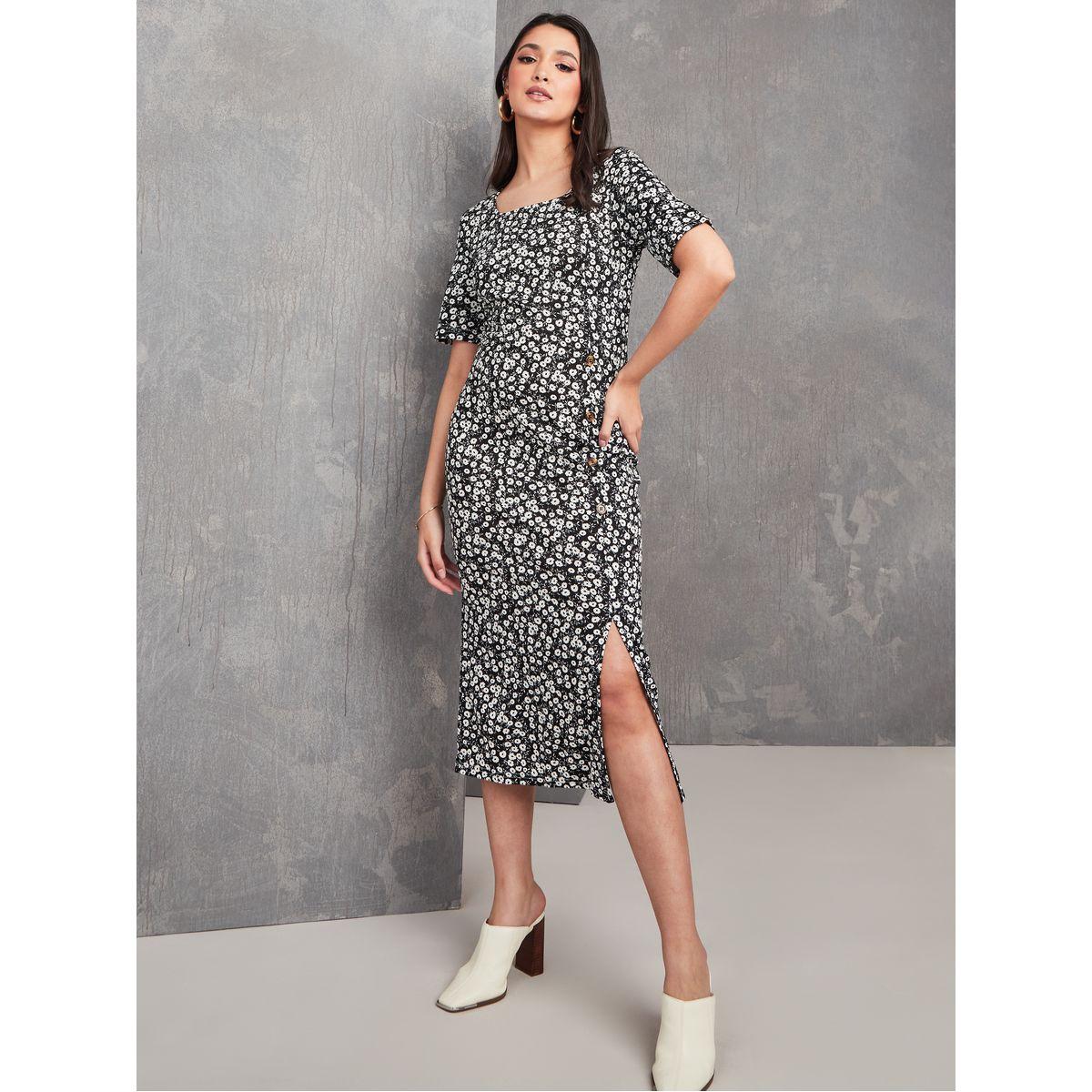 فستان ميدي مزين بشق امامي-women-clothing-dresses-image-1