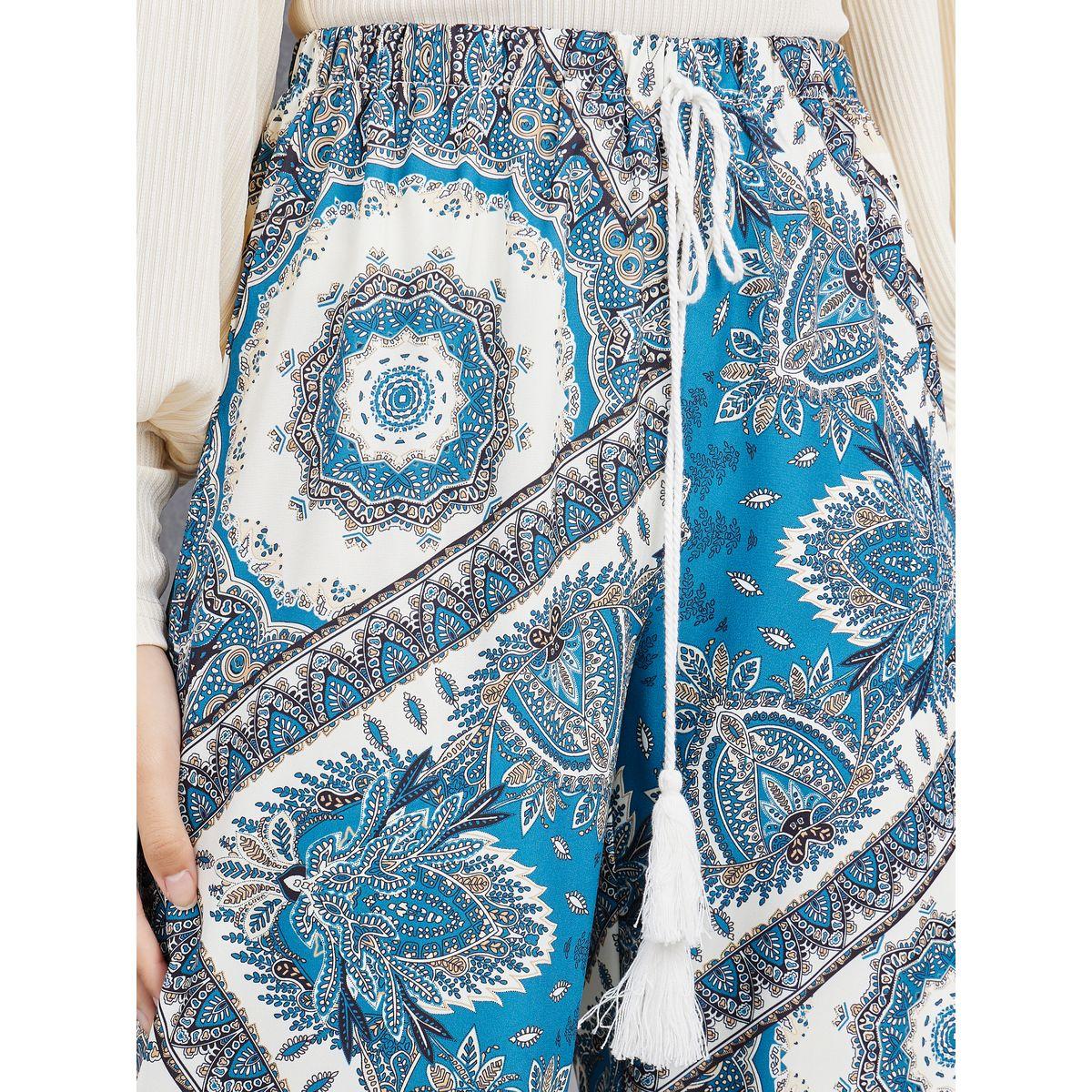 Styli Paisley Print Tie Front Wide Leg Pants-women-clothing-bottoms-trousers-image-3