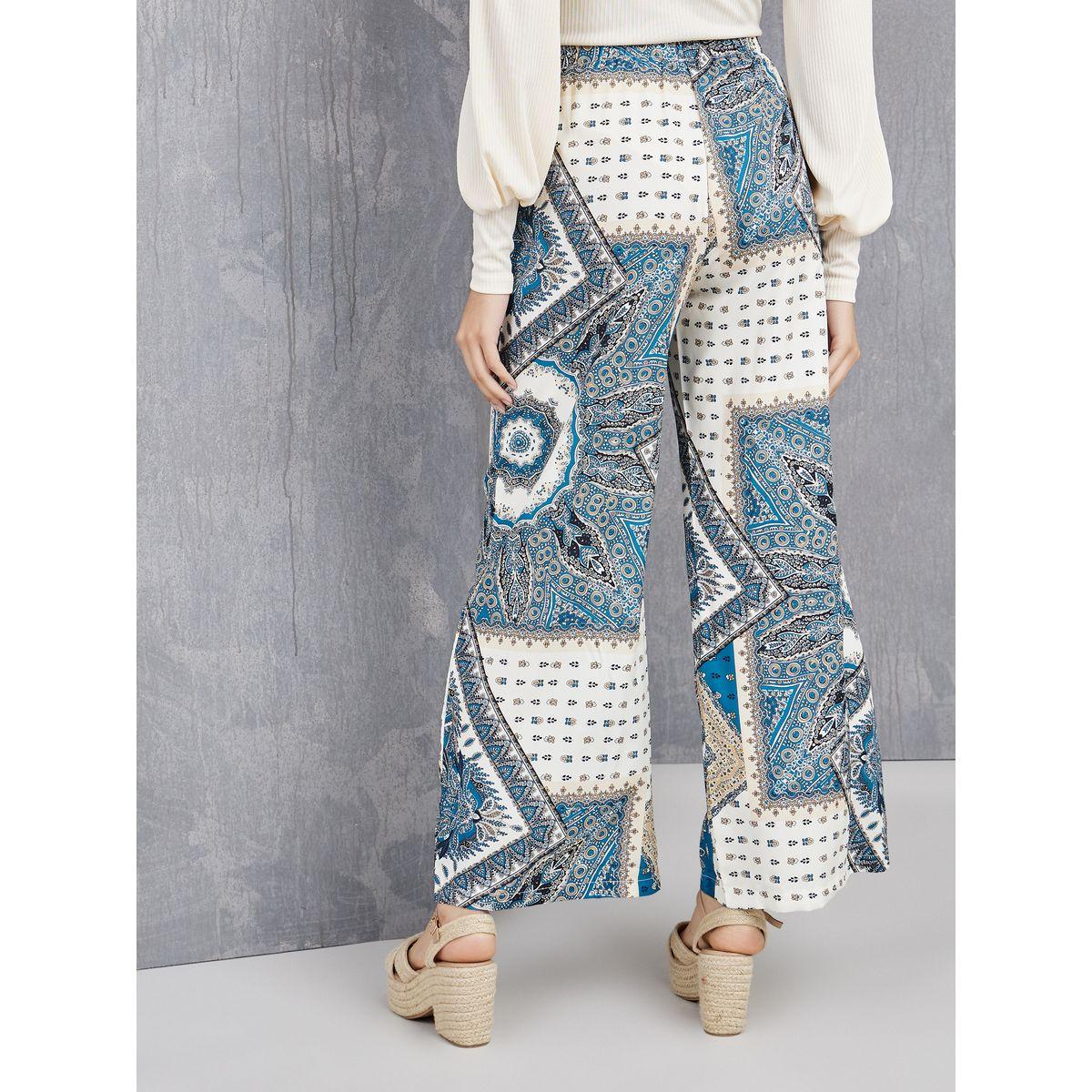 Styli Paisley Print Tie Front Wide Leg Pants-women-clothing-bottoms-trousers-image-4